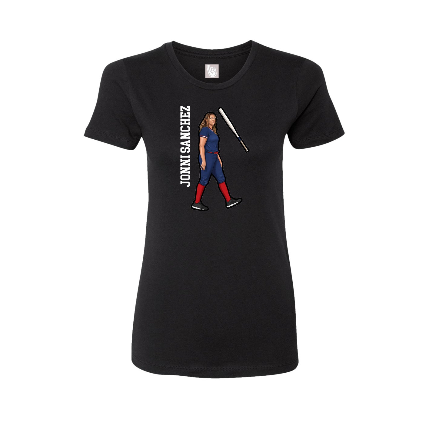 Womens Tee — Name Vertical in Black