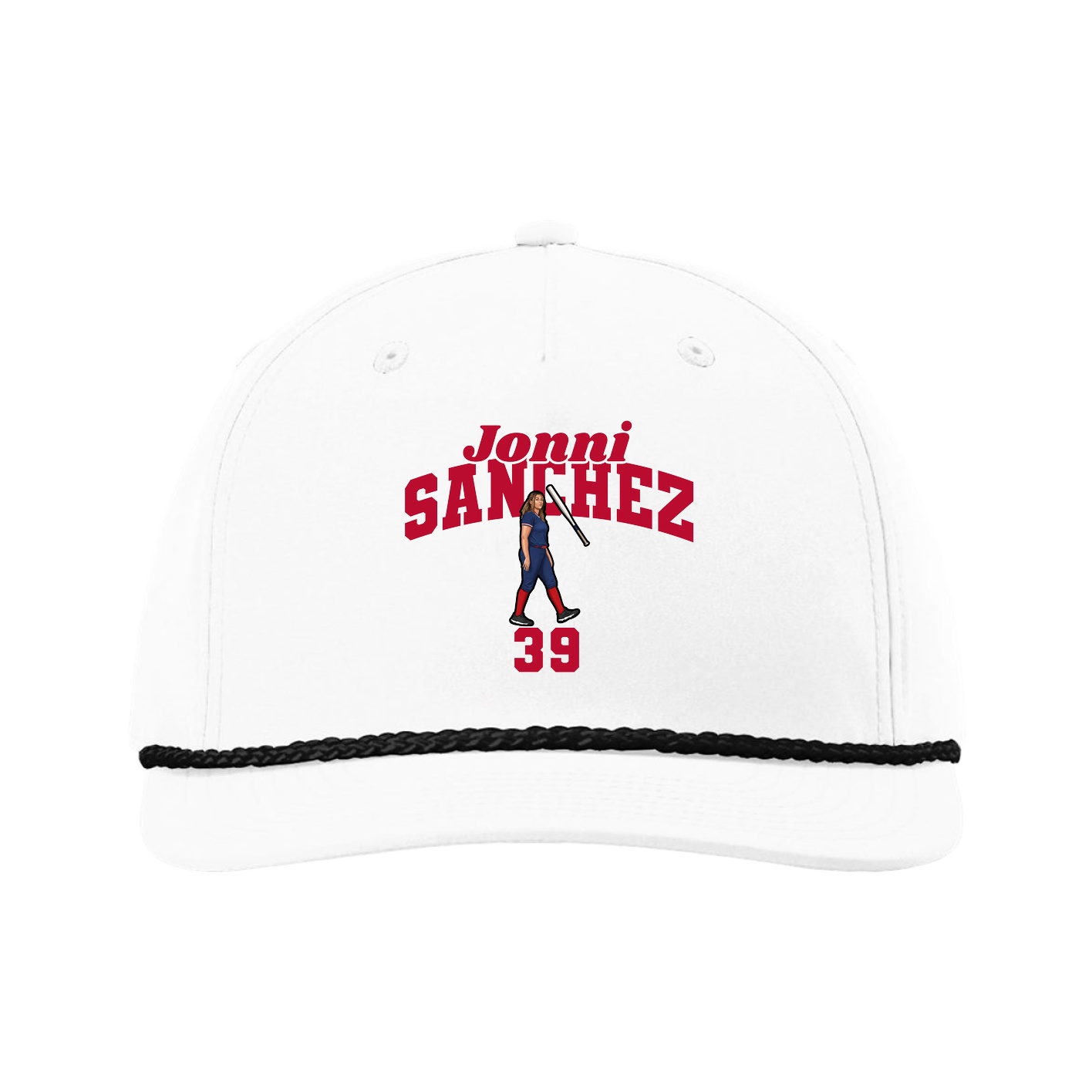 Five-Panel Classic Rope Cap — Signature Arch in White