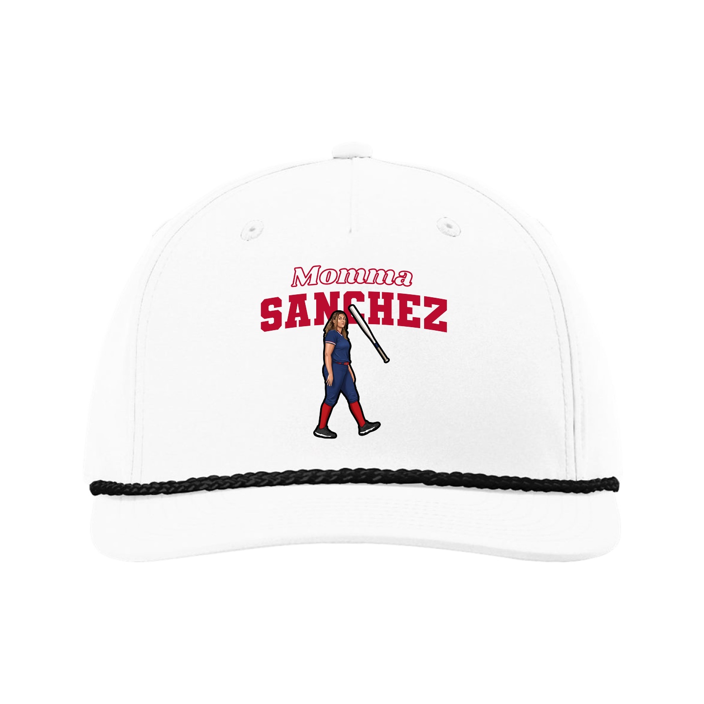 Five-Panel Classic Rope Cap — Mothers Day Block in White