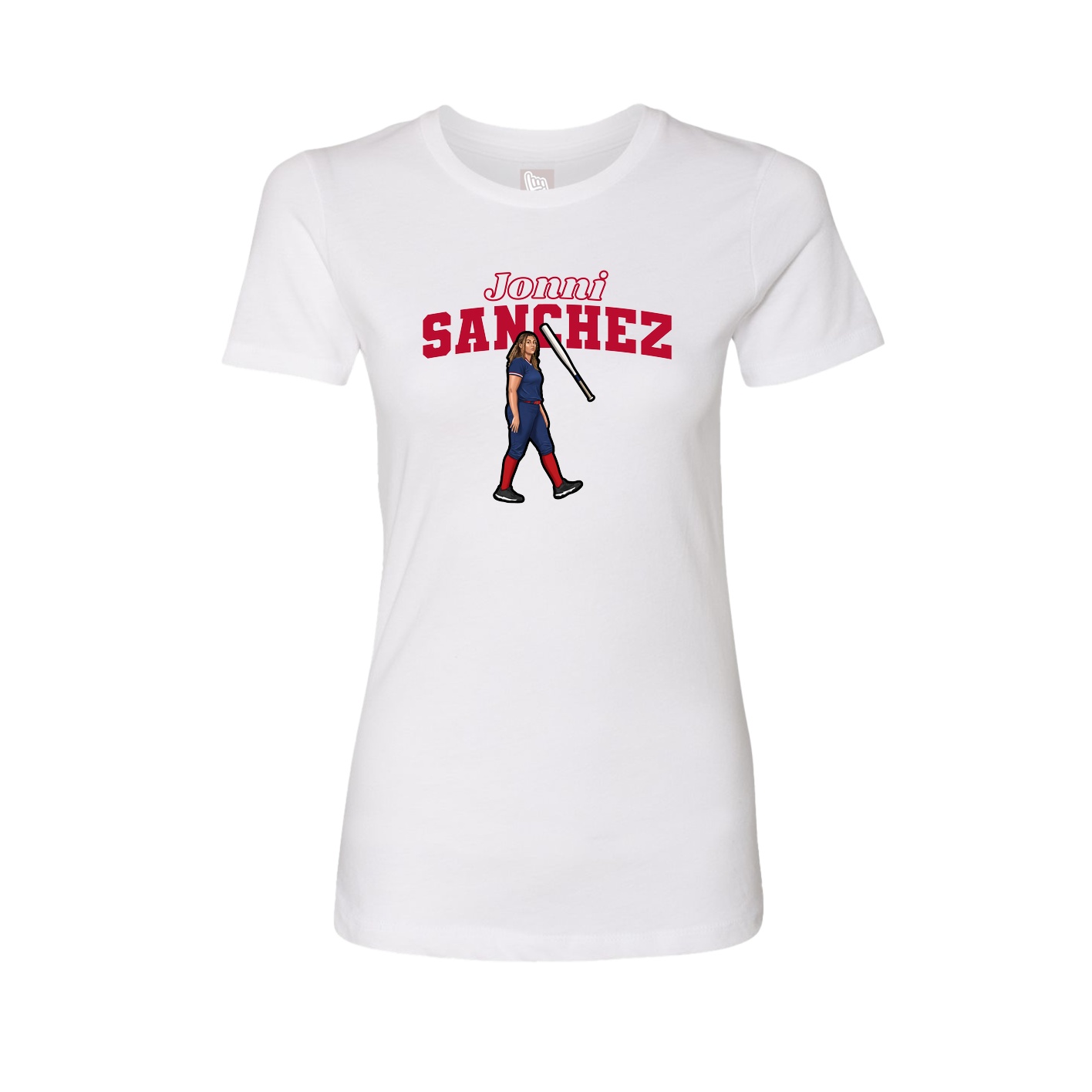 Fitted Women's Tee — Name Arch in White
