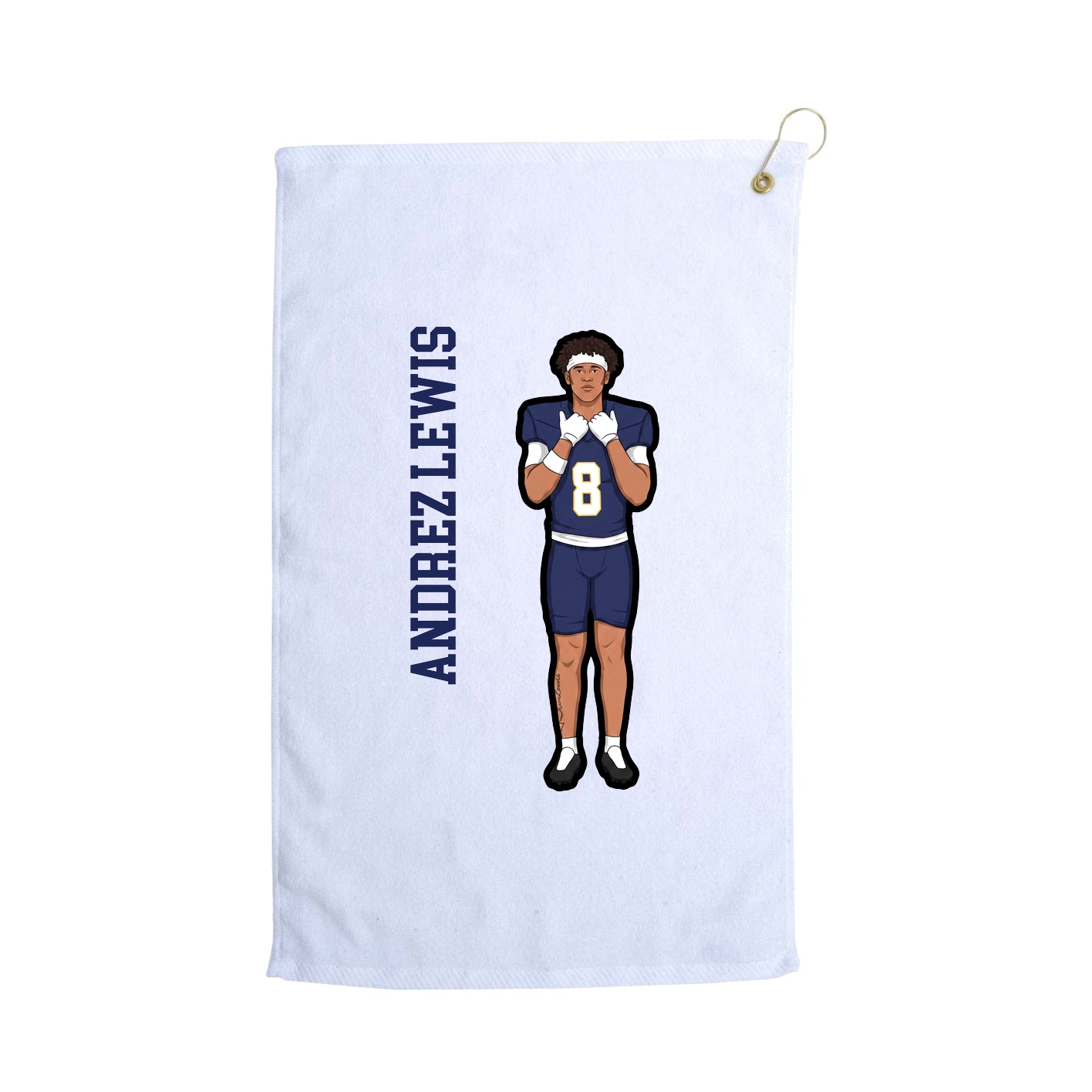 Golf Towel — Name Vertical in White