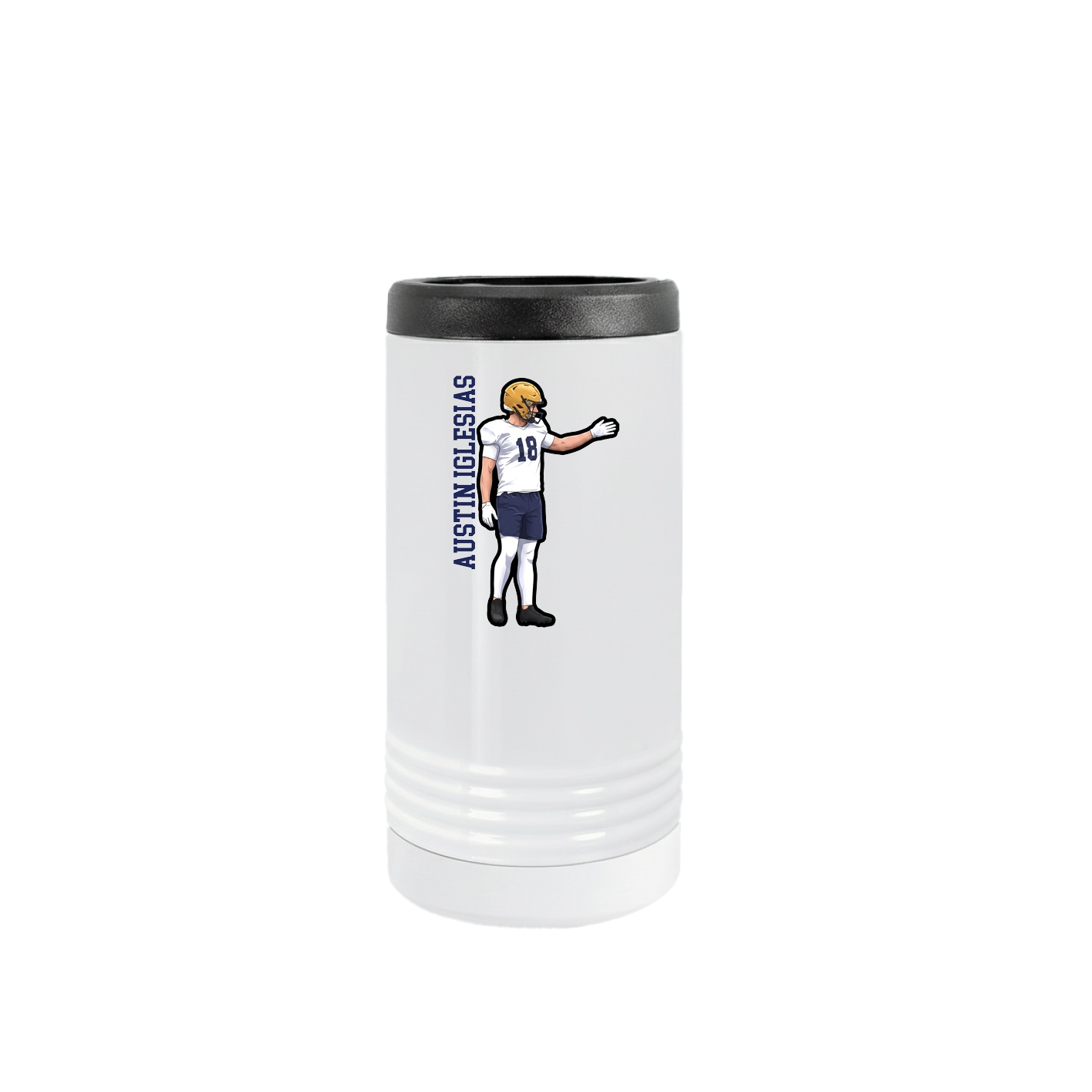 Slim Beverage Holder — Name Vertical in White