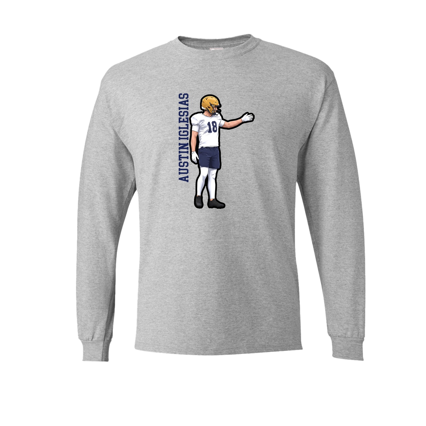 Long Sleeve Tee — Name Vertical in Grey