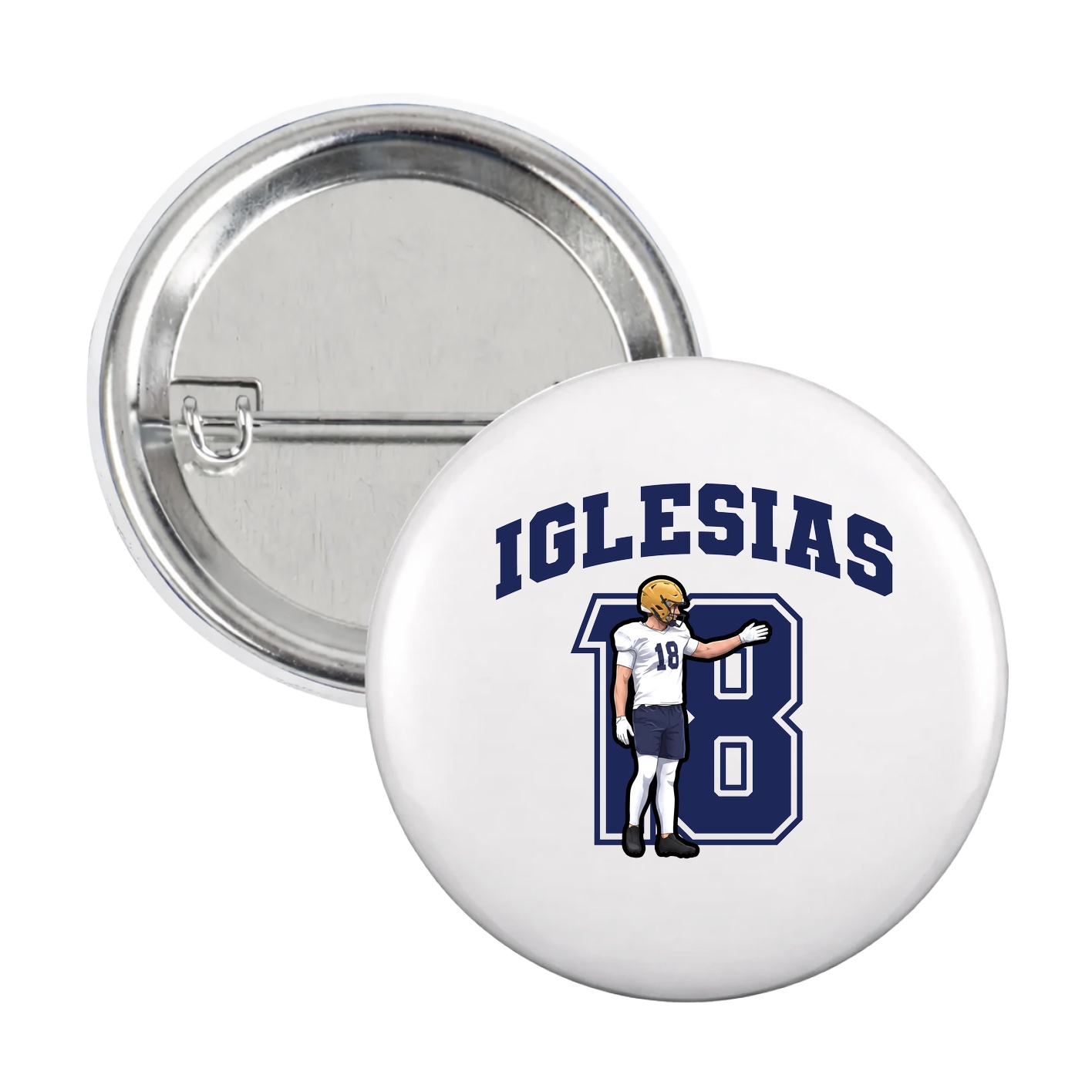 Game Day Button — Number in White
