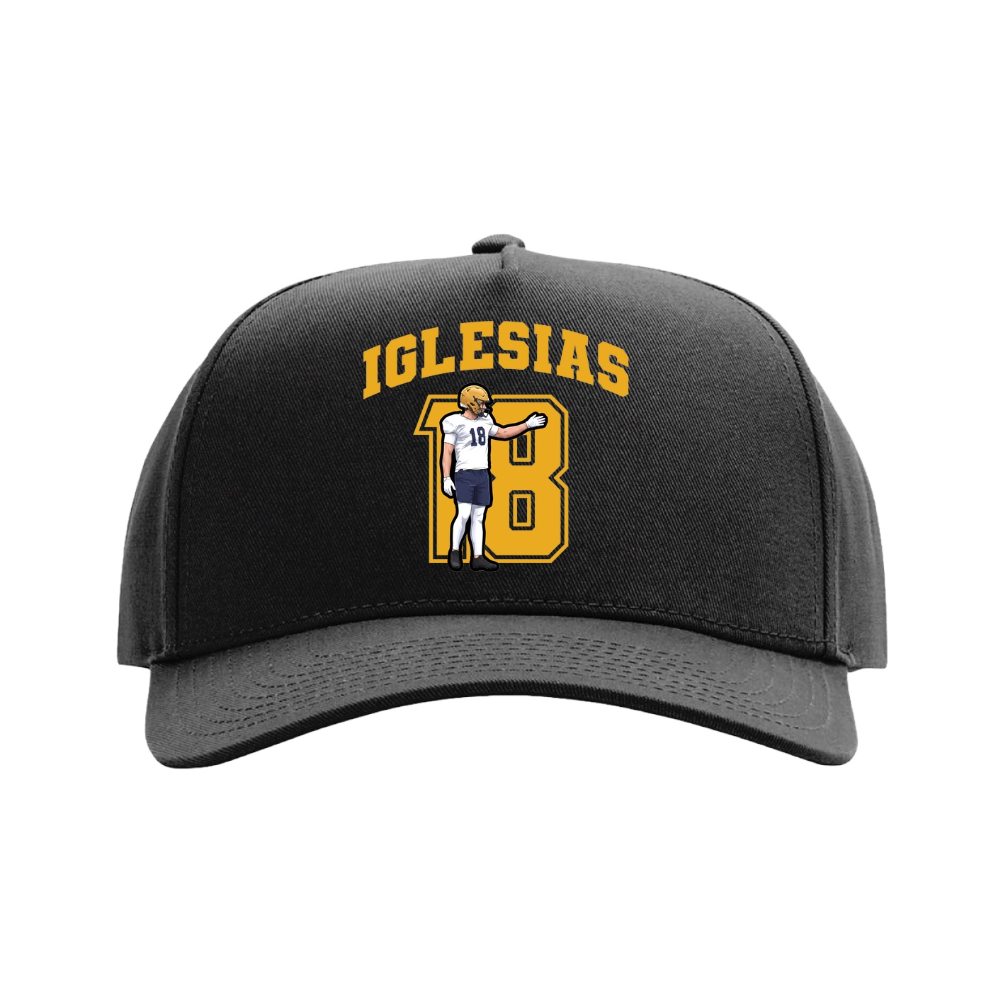 Full Fabric Five-Panel Champ Cap — Number in Black