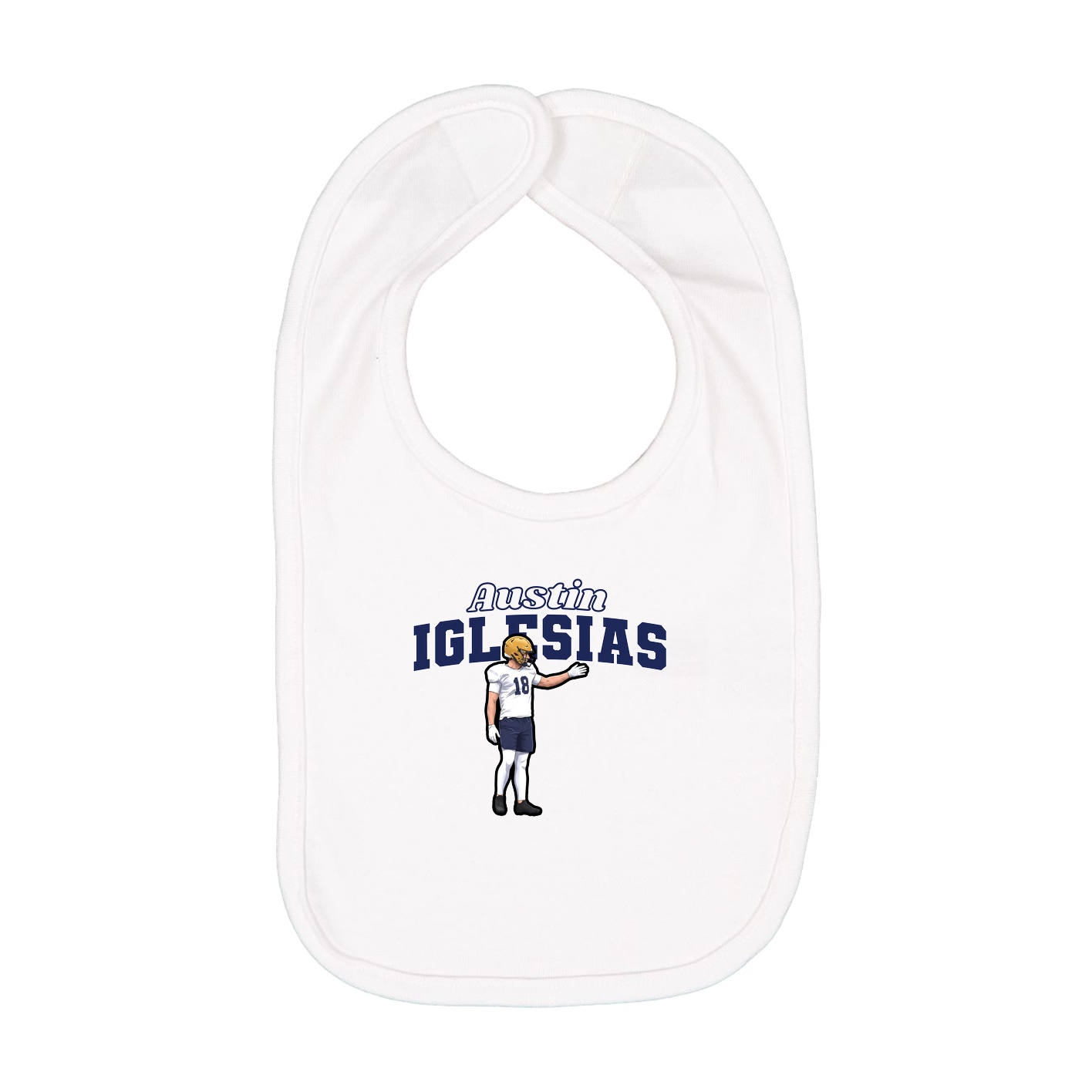 Infant Bib — Name Arch in White