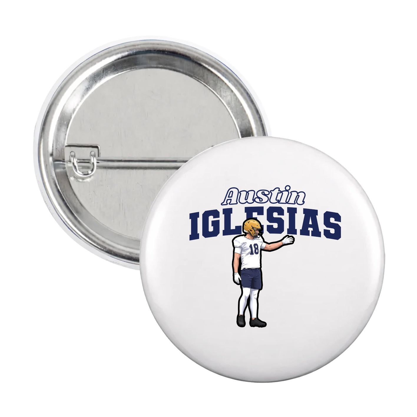 Game Day Button — Name Arch in White