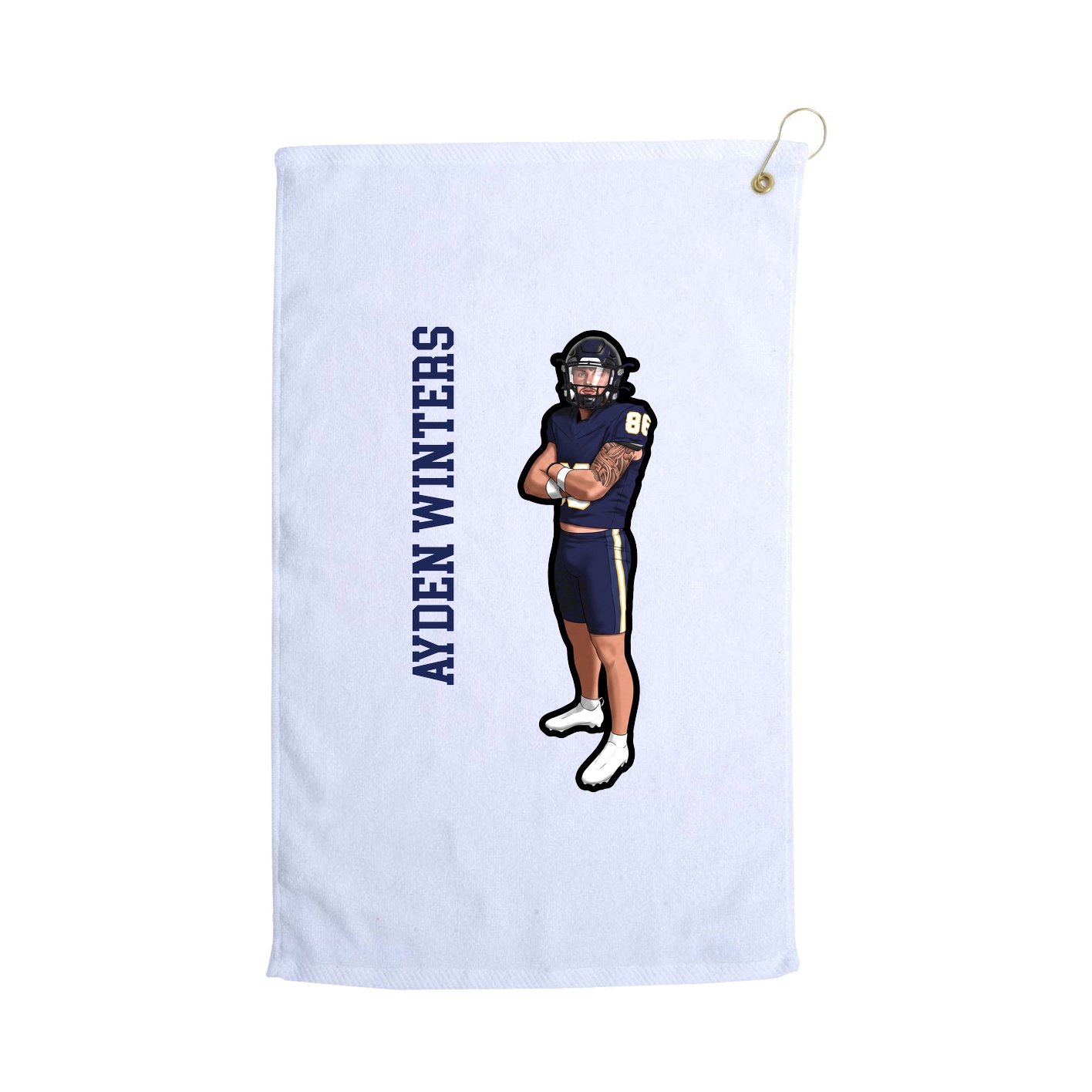 Golf Towel — Name Vertical in White