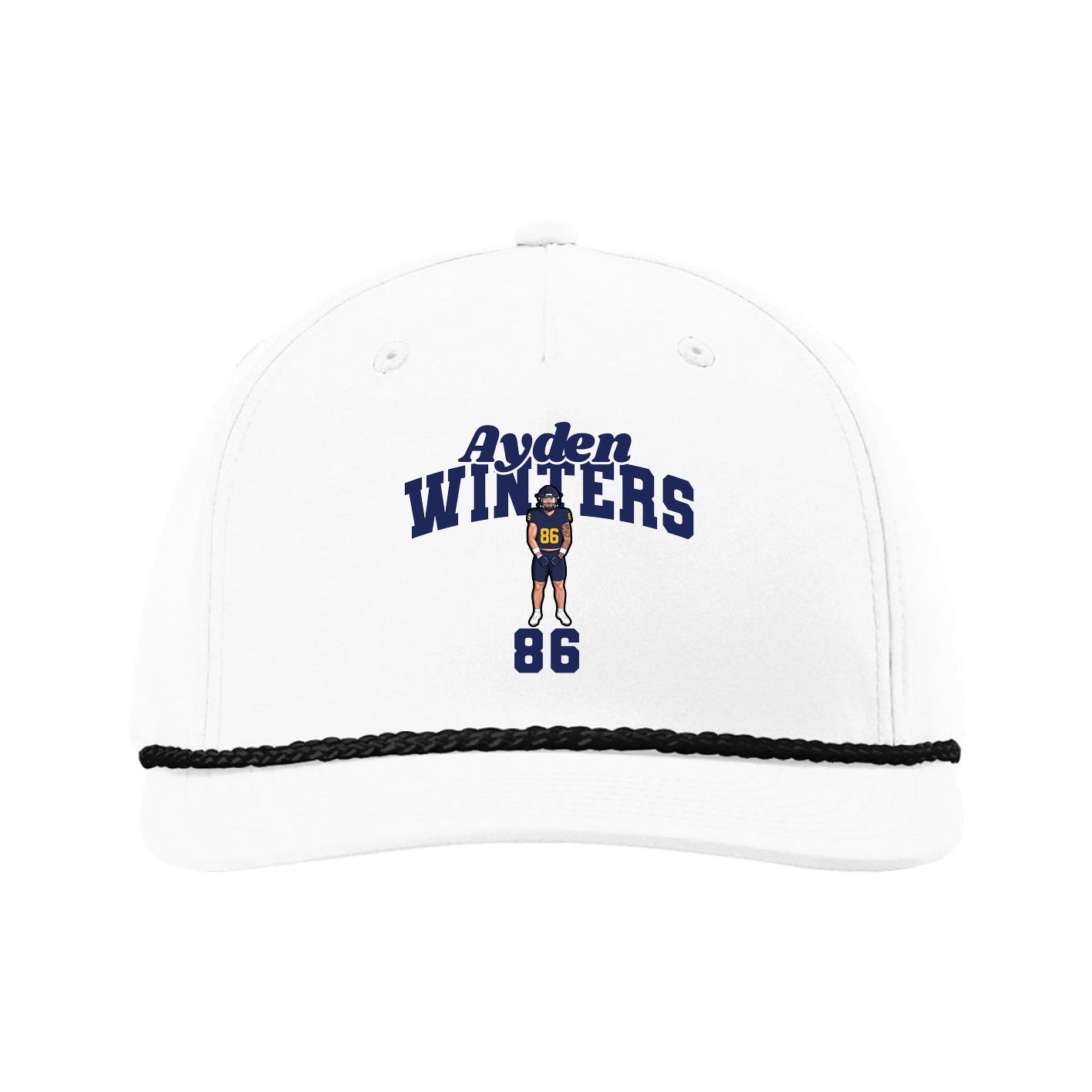 Five-Panel Classic Rope Cap — Signature Arch in White