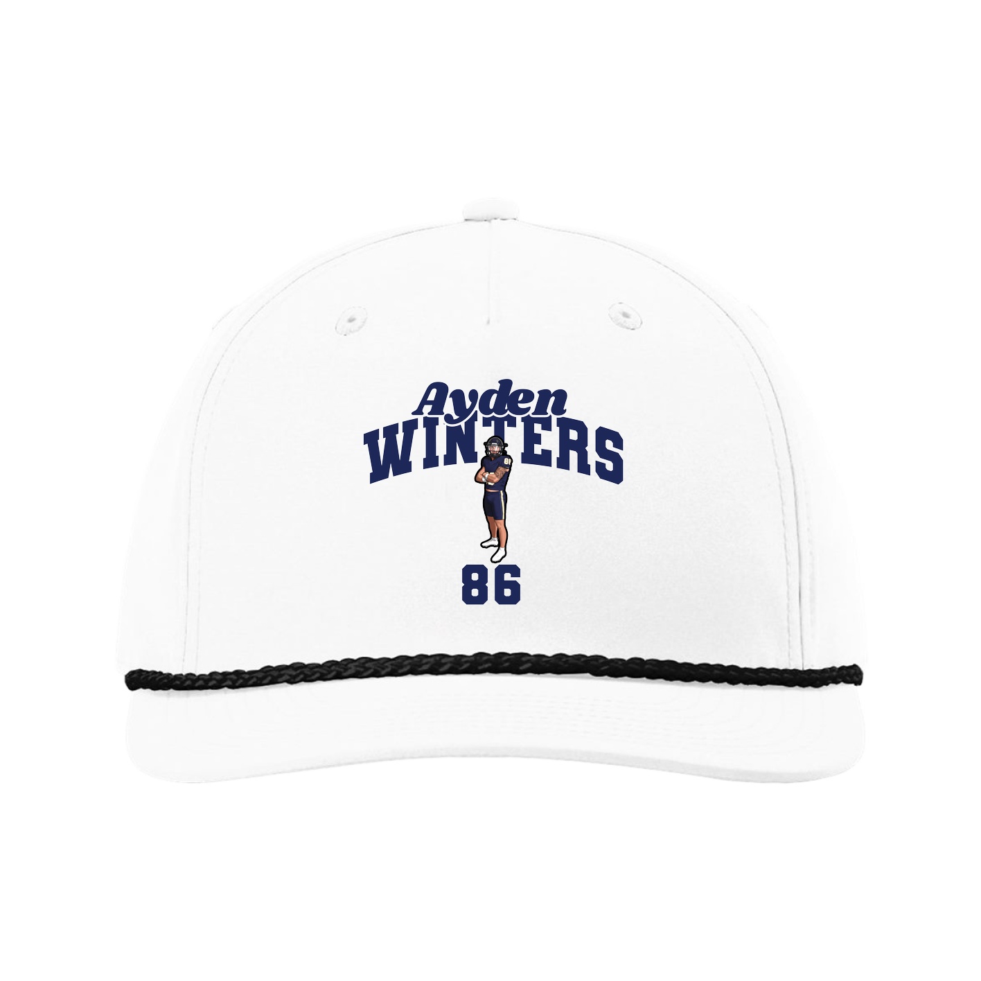 Five-Panel Classic Rope Cap — Signature Arch in White