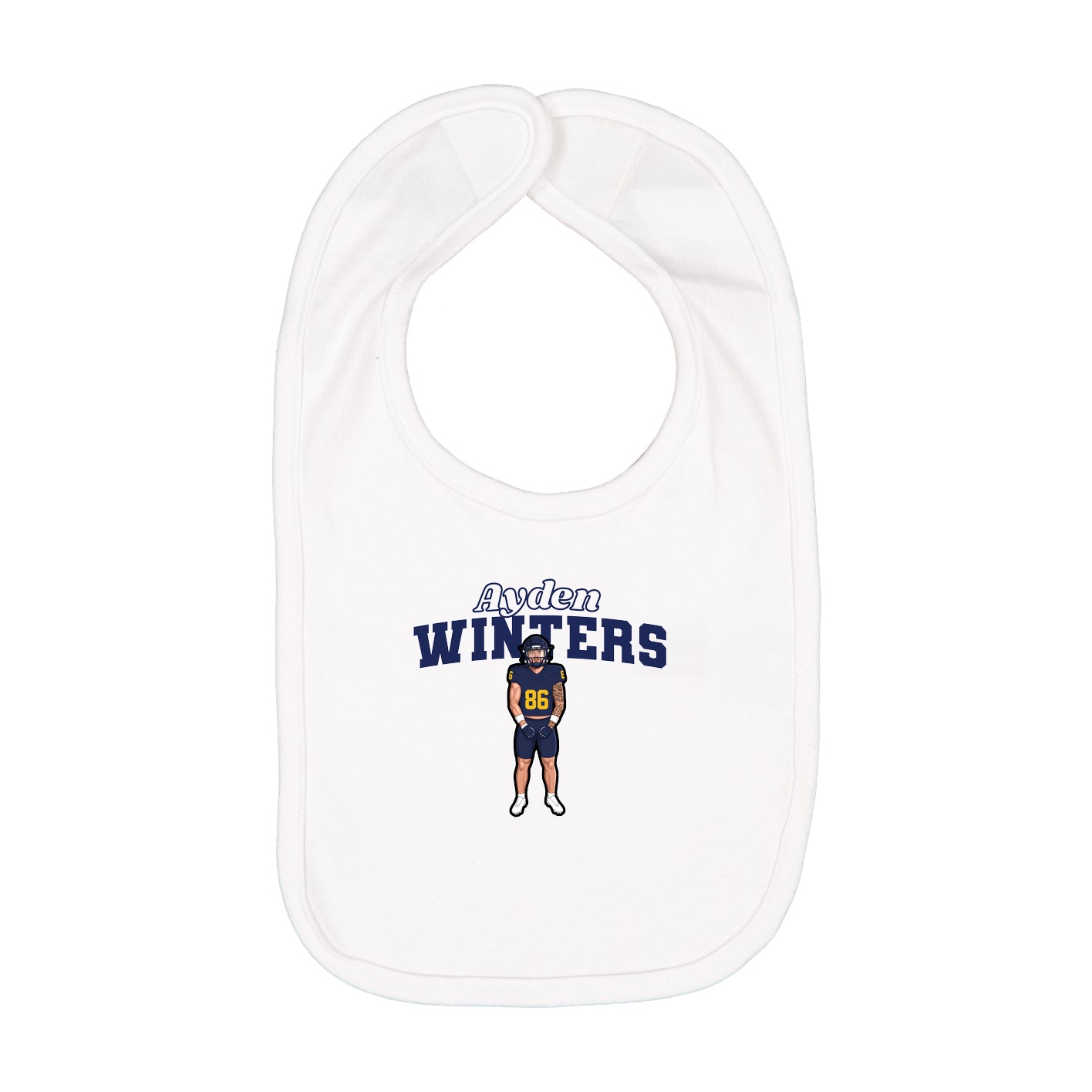 Infant Bib — Name Arch in White
