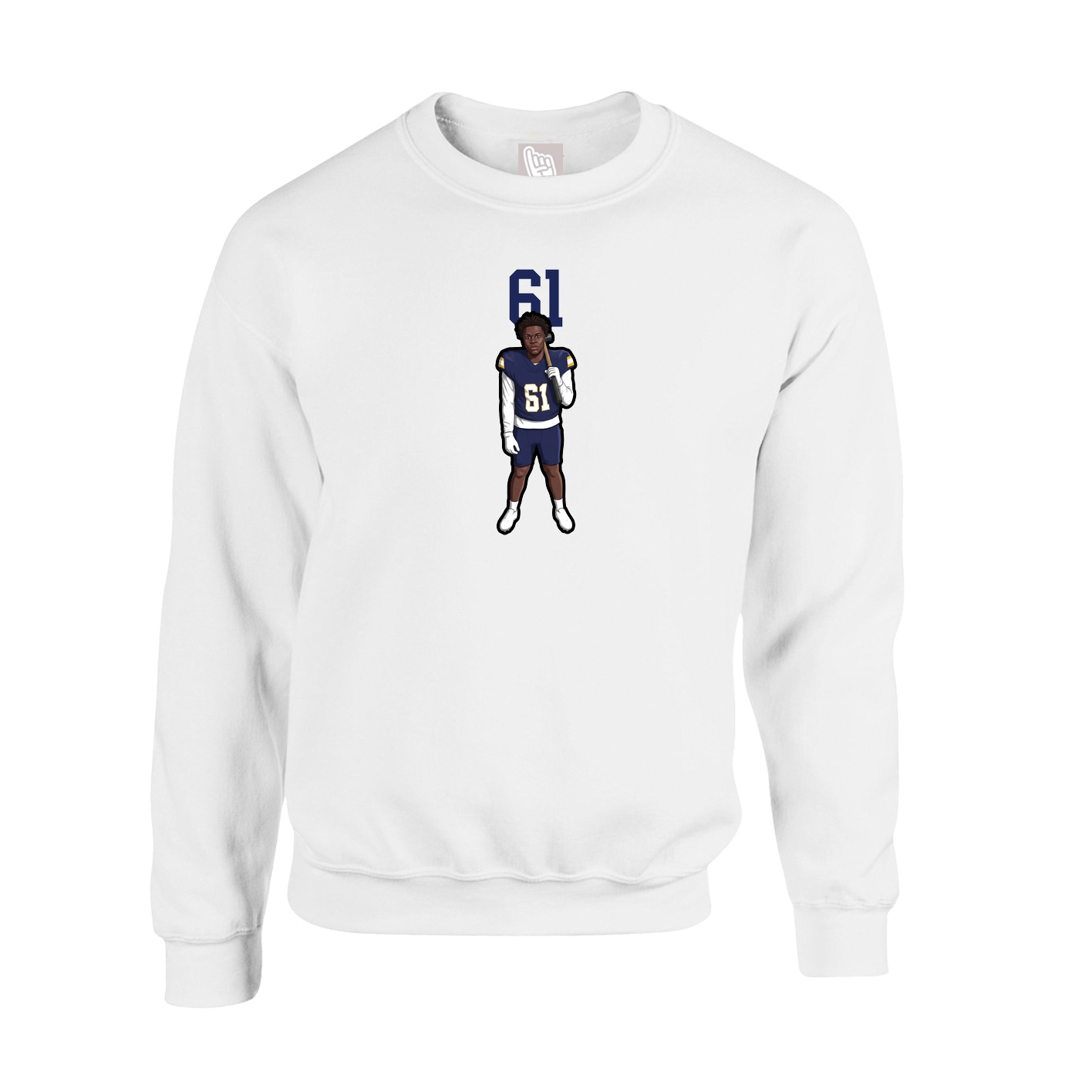 Fleece Crew — Number Top in White