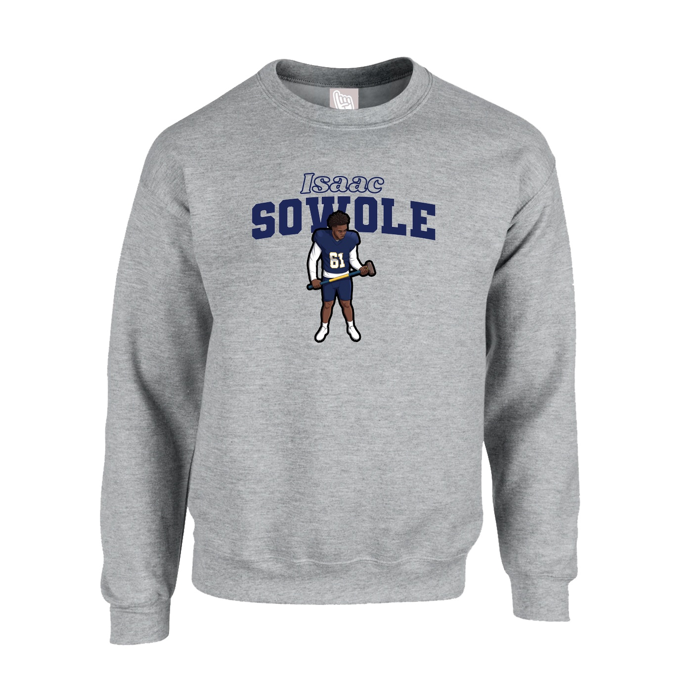 Fleece Crew — Name Arch in Grey