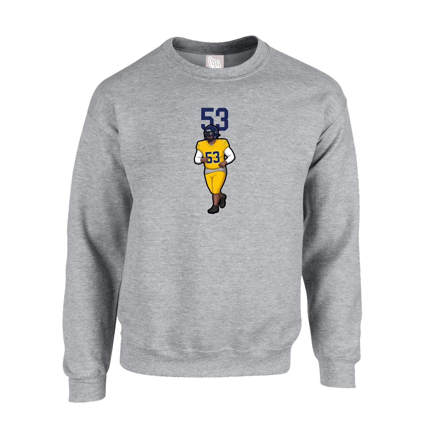 Fleece Crew — Number Top in Grey