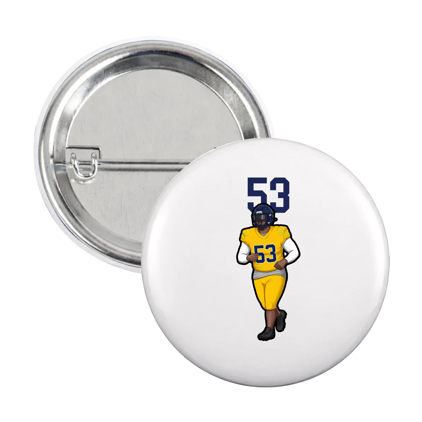 Game Day Button — Number Top in White