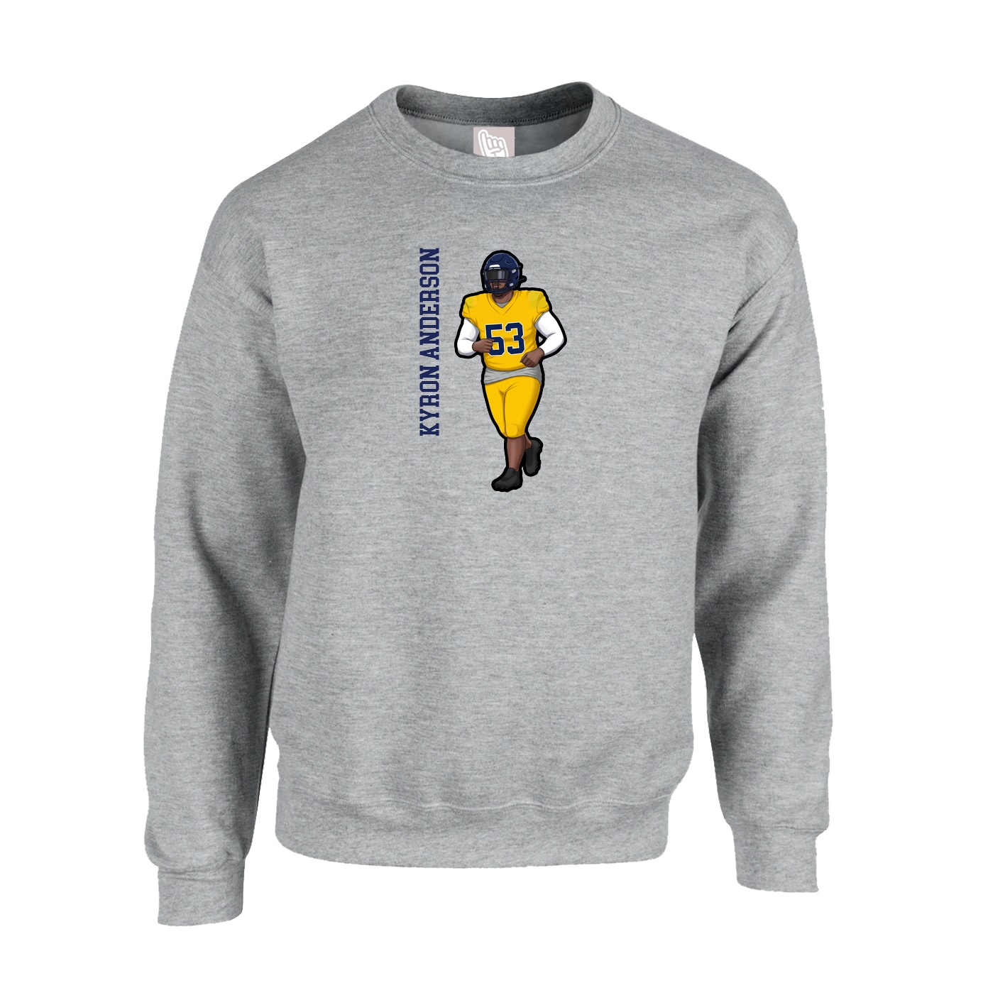 Fleece Crew — Name Vertical in Grey