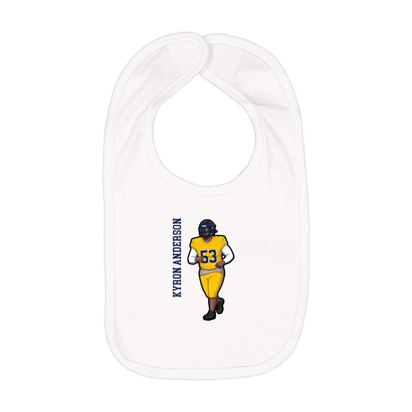 Infant Bib — Name Vertical in White