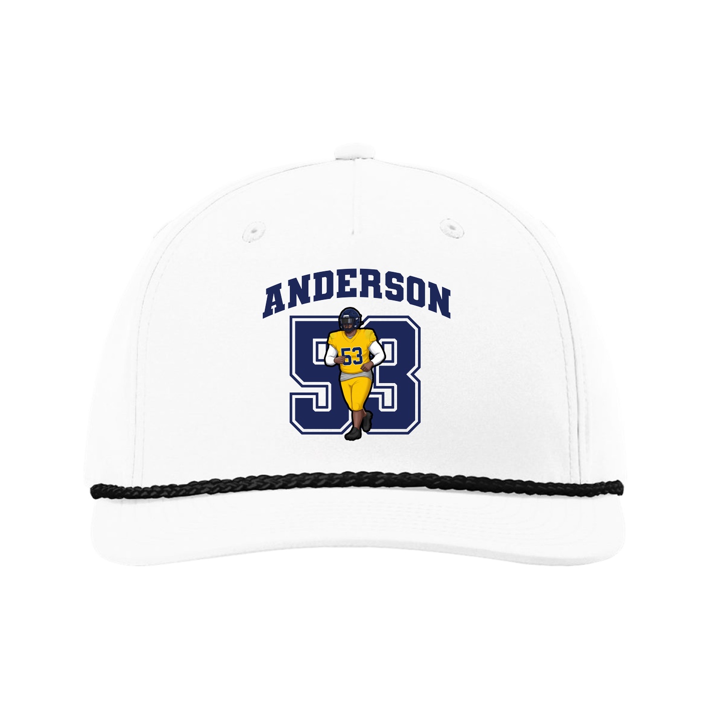 Five-Panel Classic Rope Cap — Number in White