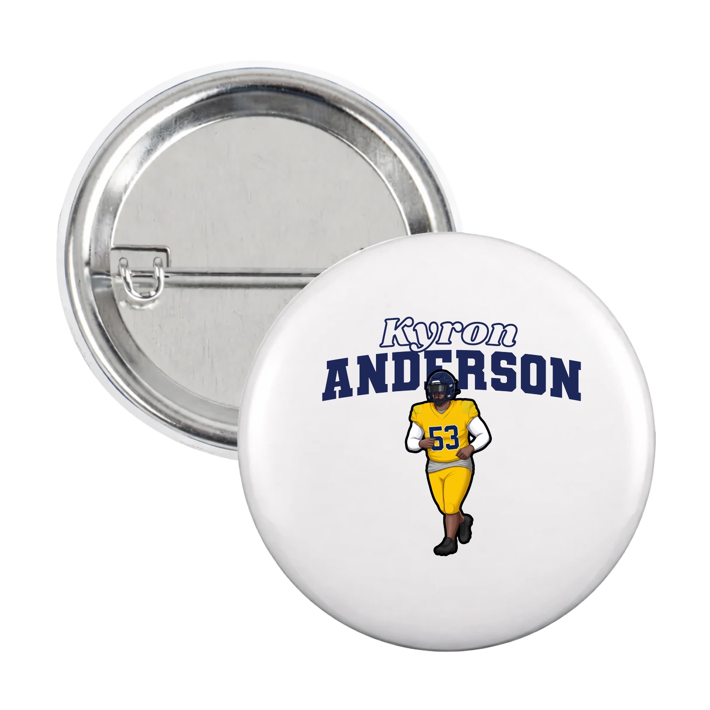 Game Day Button — Name Arch in White