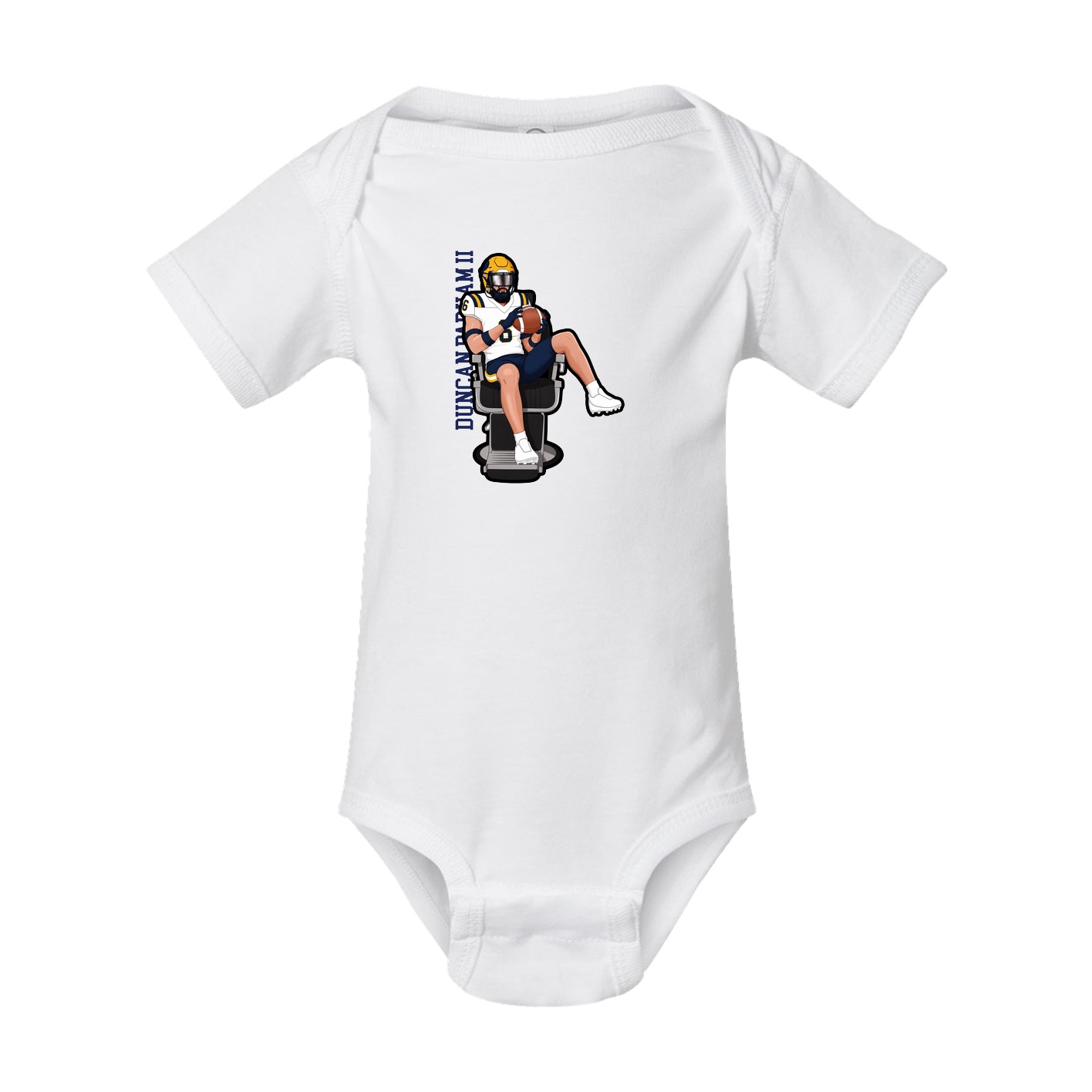 Baby Onesie — Name Vertical in White