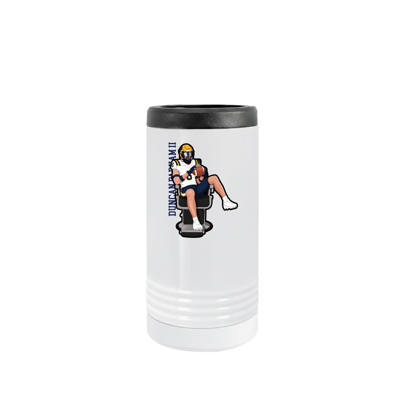 Slim Beverage Holder — Name Vertical in White