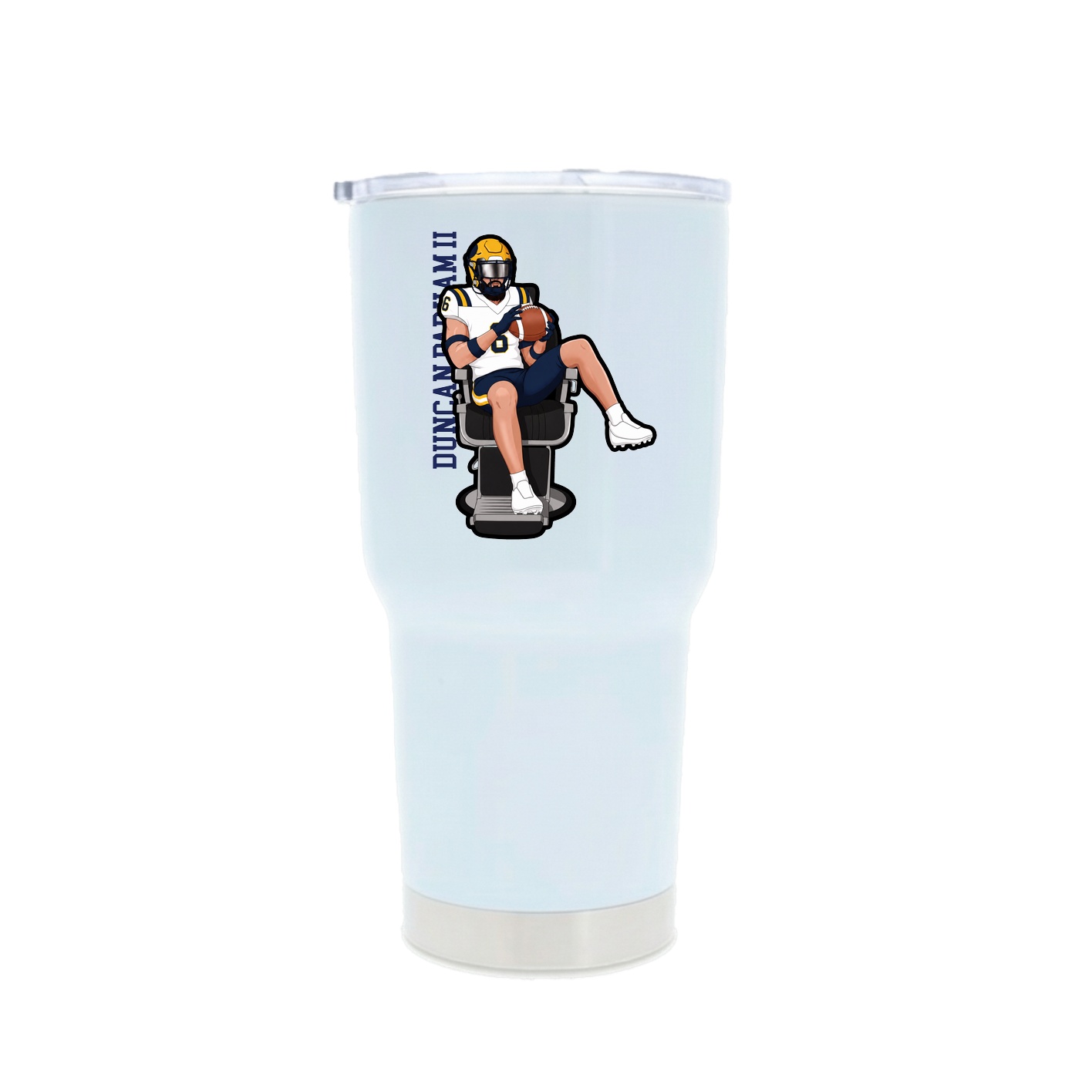 30oz Stainless Steel Tumbler — Name Vertical in White