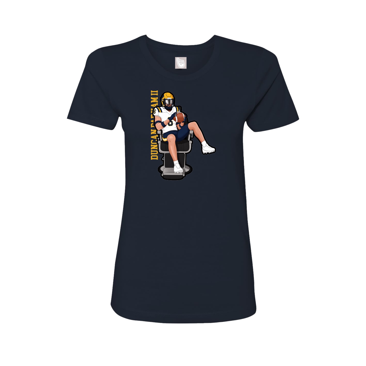 Fitted Women's Tee — Name Vertical in Navy