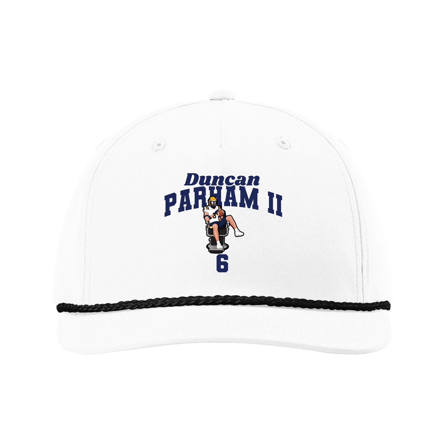 Five-Panel Classic Rope Cap — Signature Arch in White