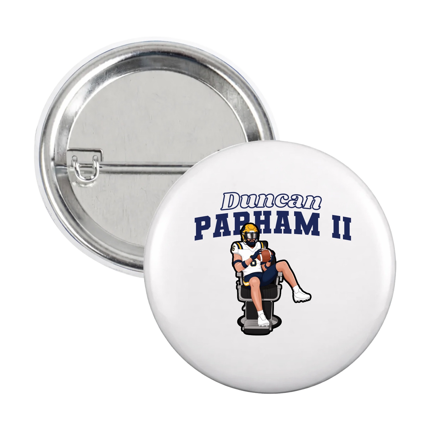 Game Day Button — Name Arch in White