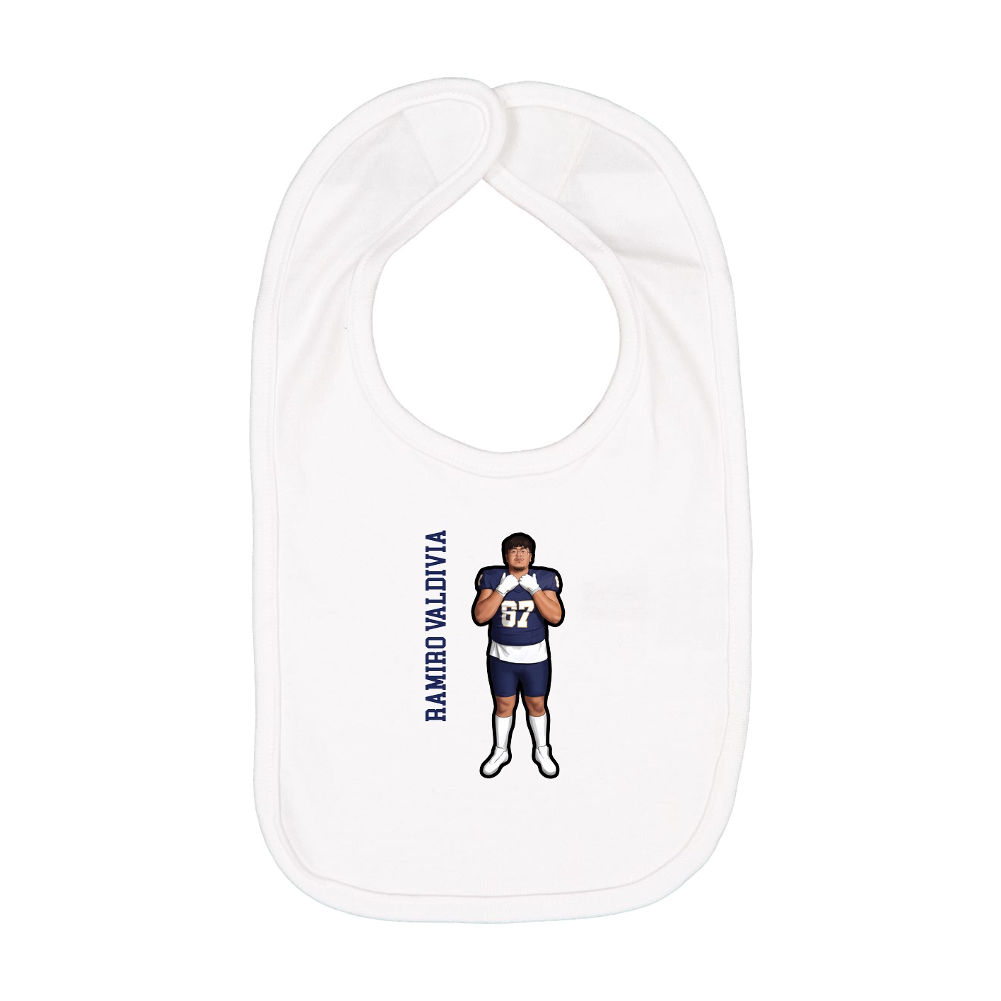 Infant Bib — Name Vertical in White