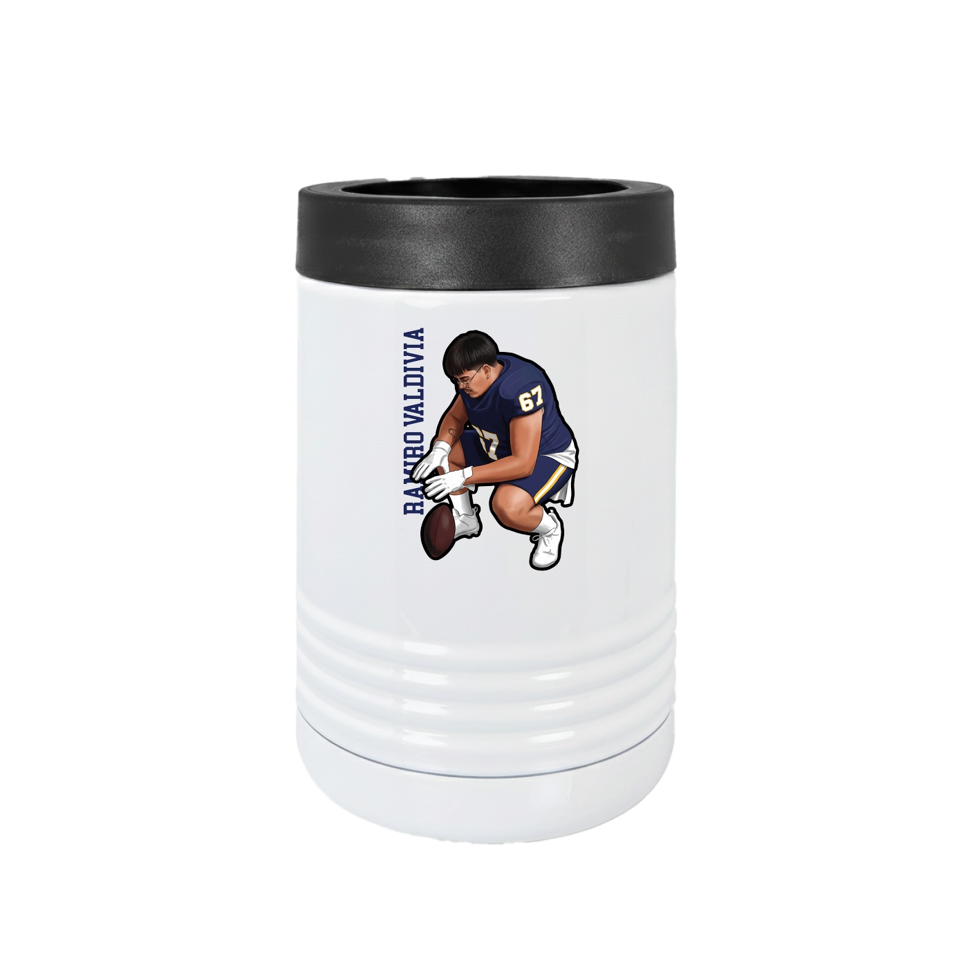 Beverage Holder — Name Vertical in White