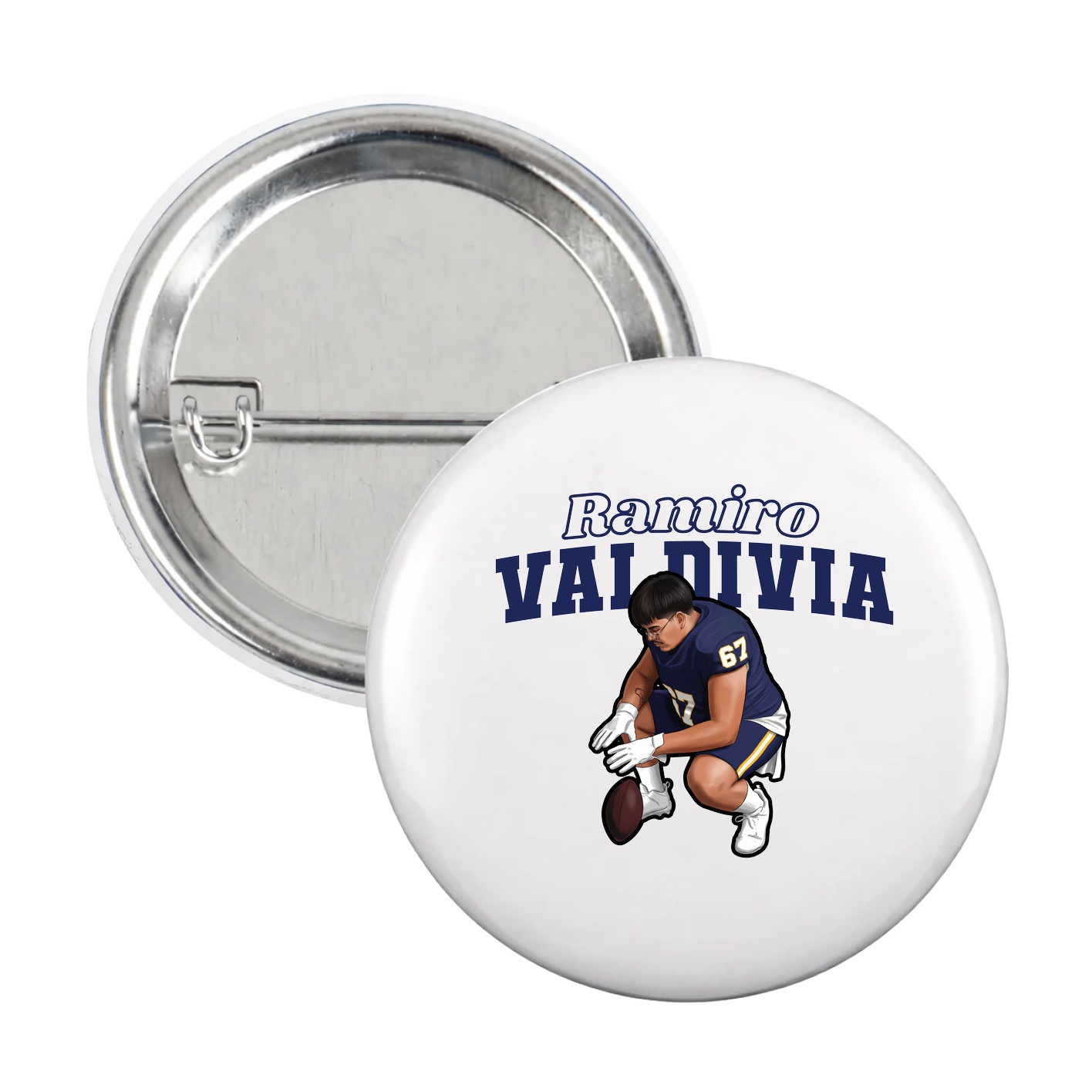 Game Day Button — Name Arch in White