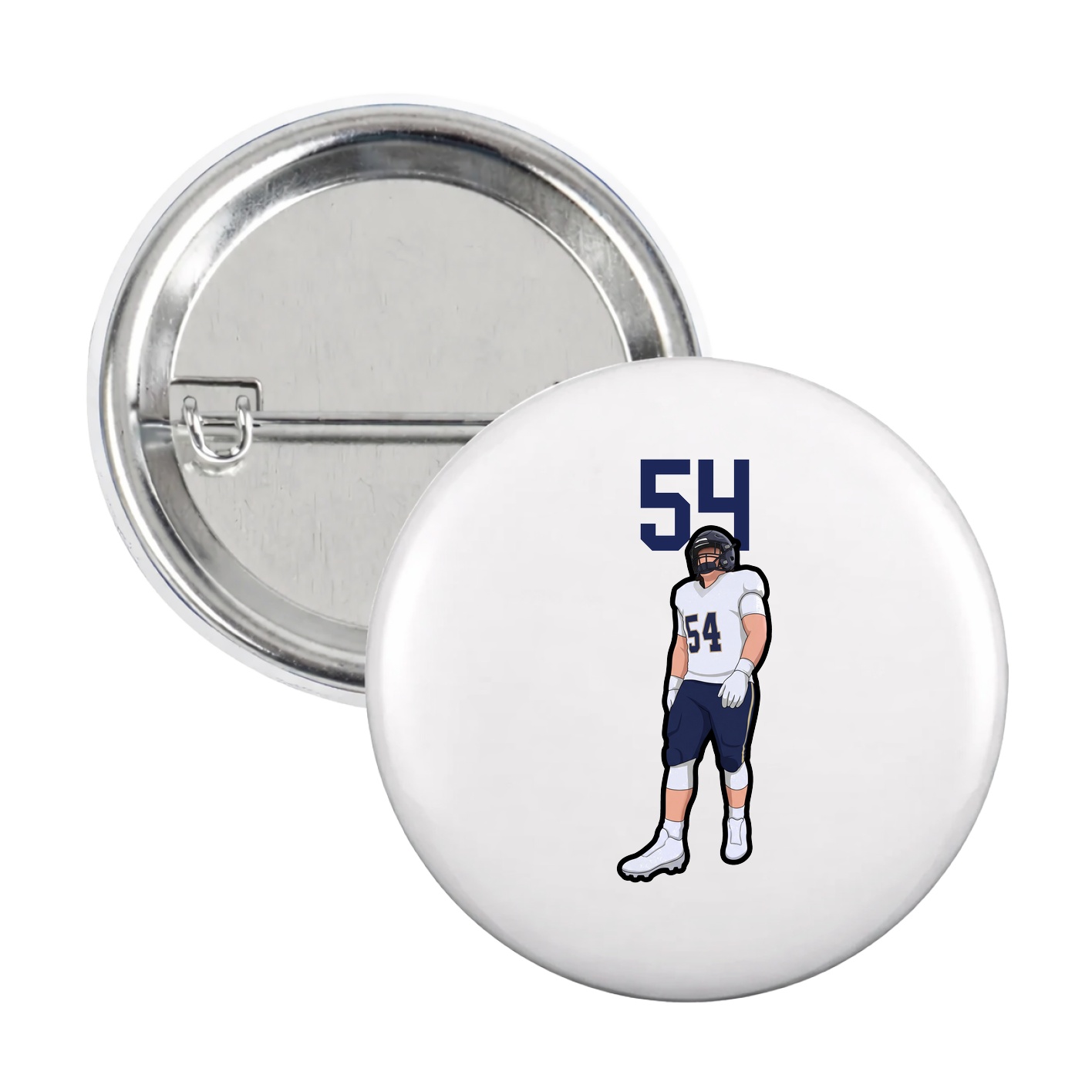 Game Day Button — Number Top in White