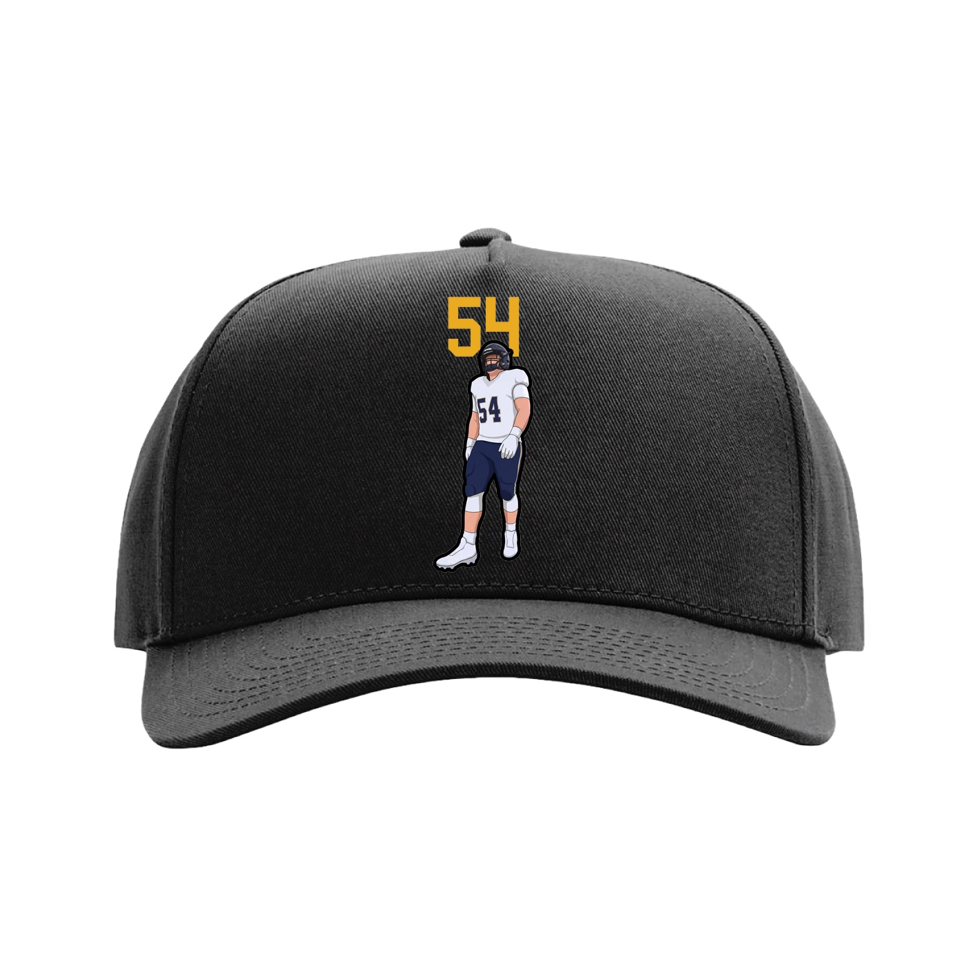 Full Fabric Five-Panel Champ Cap — Number Top in Black