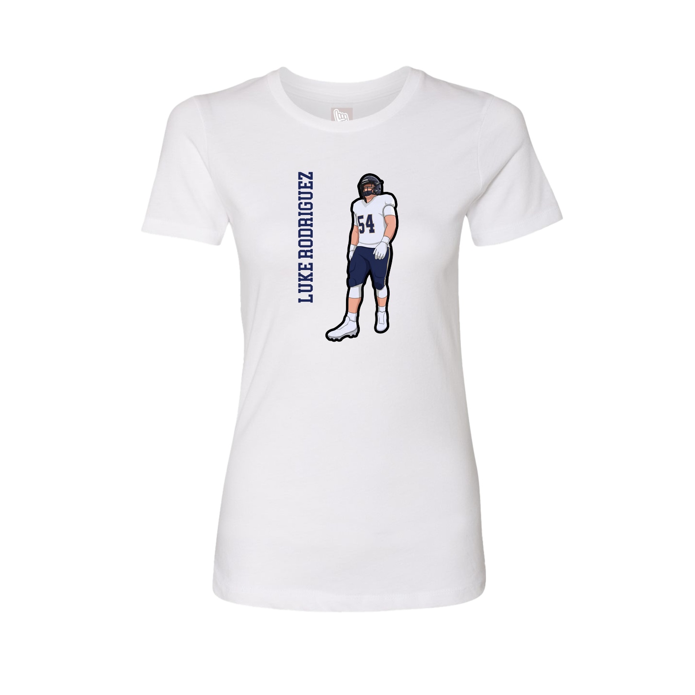 Fitted Women's Tee — Name Vertical in White