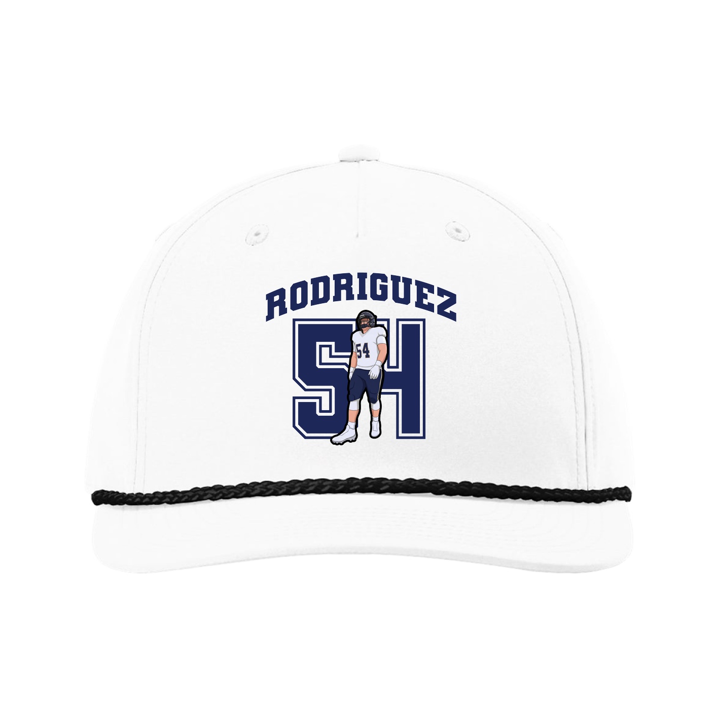 Five-Panel Classic Rope Cap — Number in White