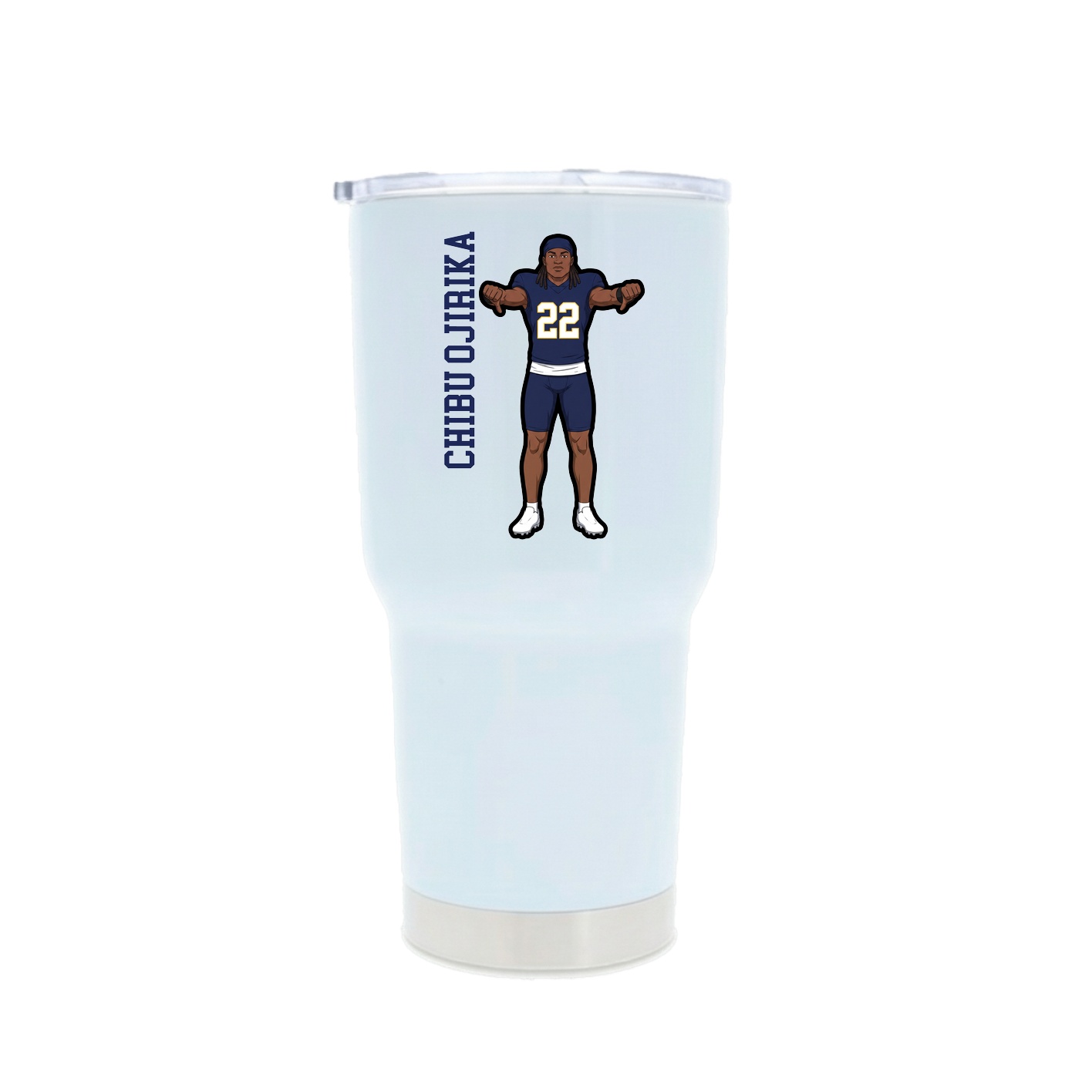 30oz Stainless Steel Tumbler — Name Vertical in White