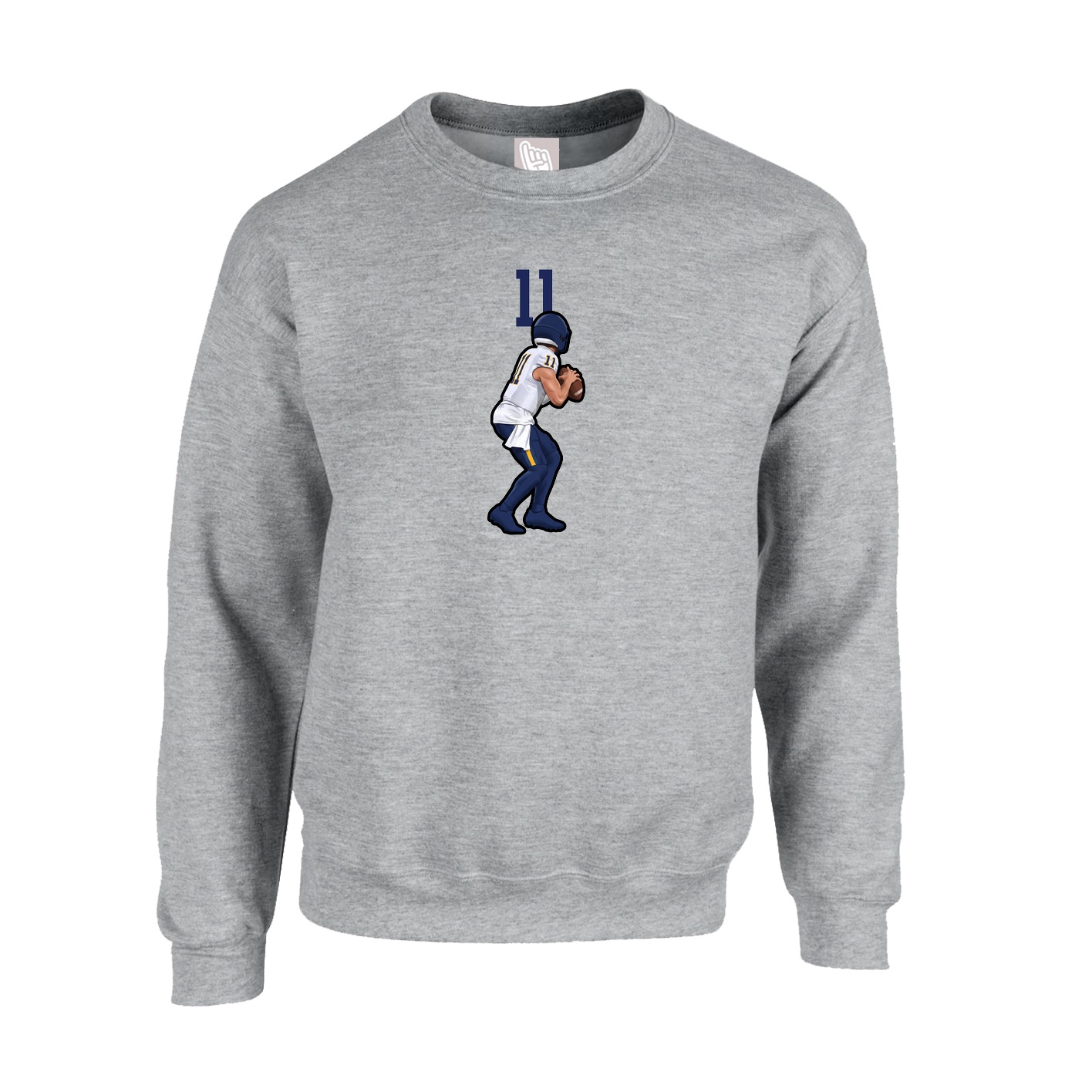 Fleece Crew — Number Top in Grey