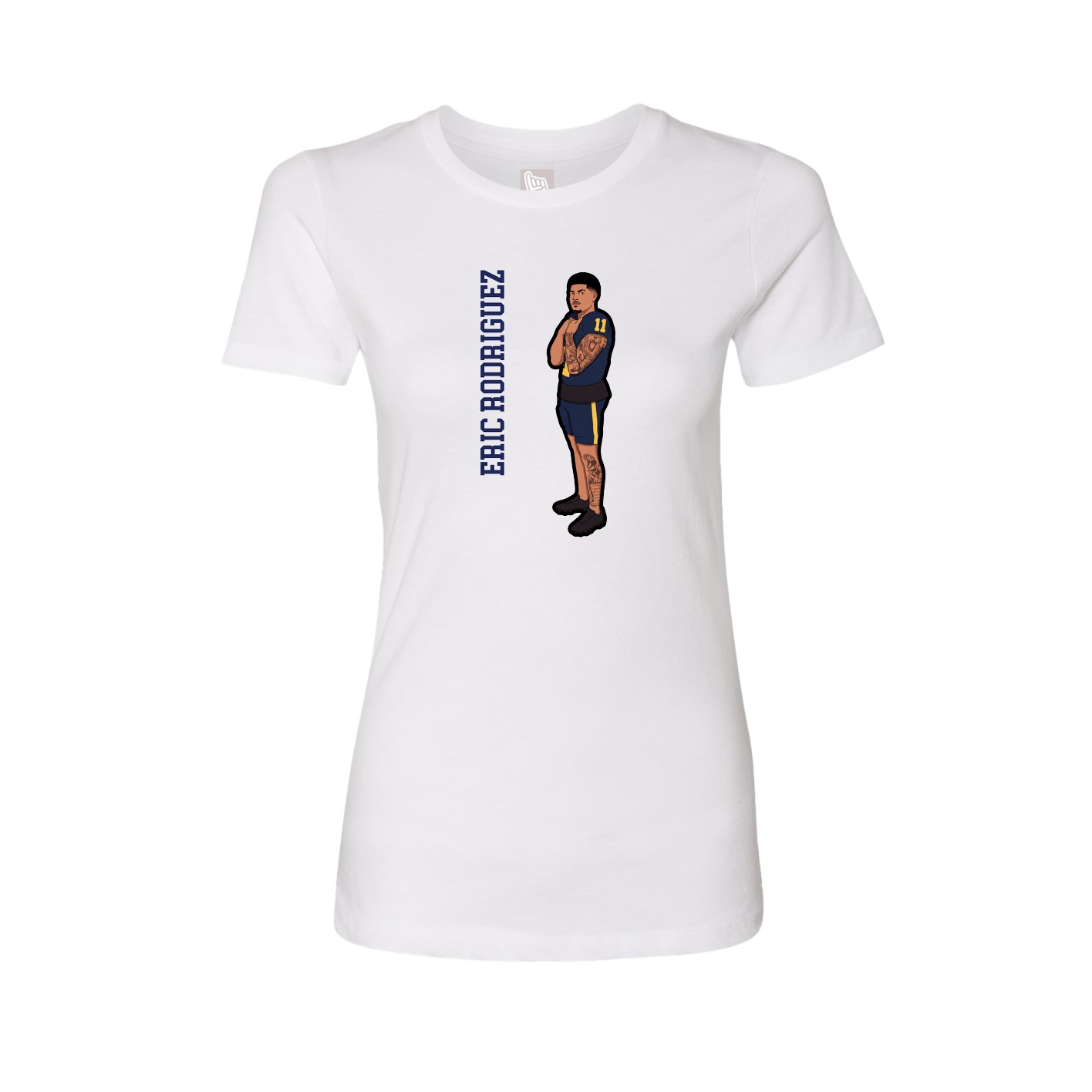 Fitted Women's Tee — Name Vertical in White