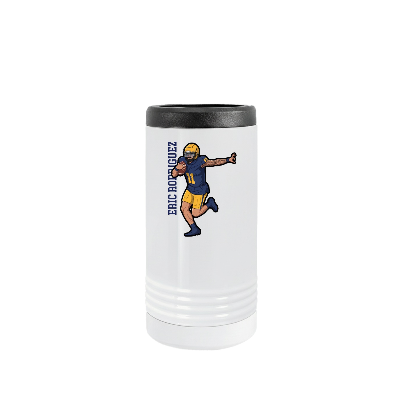 Slim Beverage Holder — Name Vertical in White
