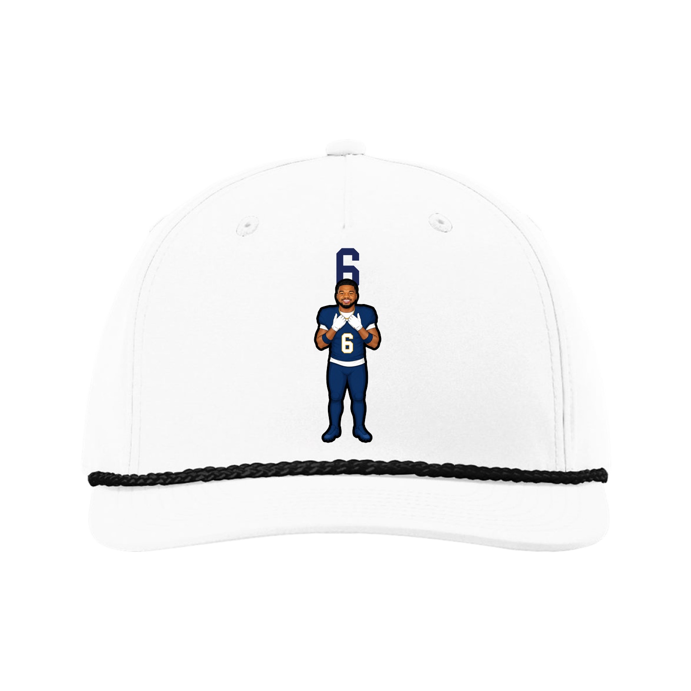 Five-Panel Classic Rope Cap — Number Top in White