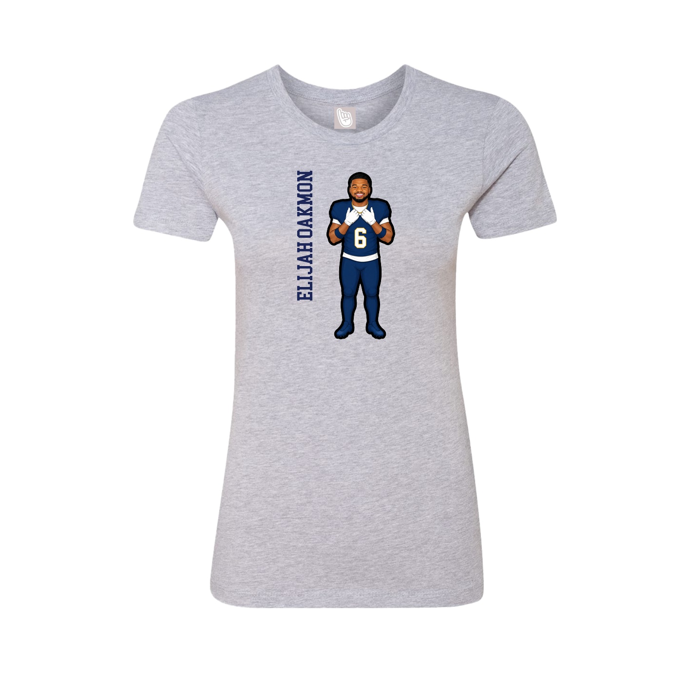 Fitted Women's Tee — Name Vertical in Grey