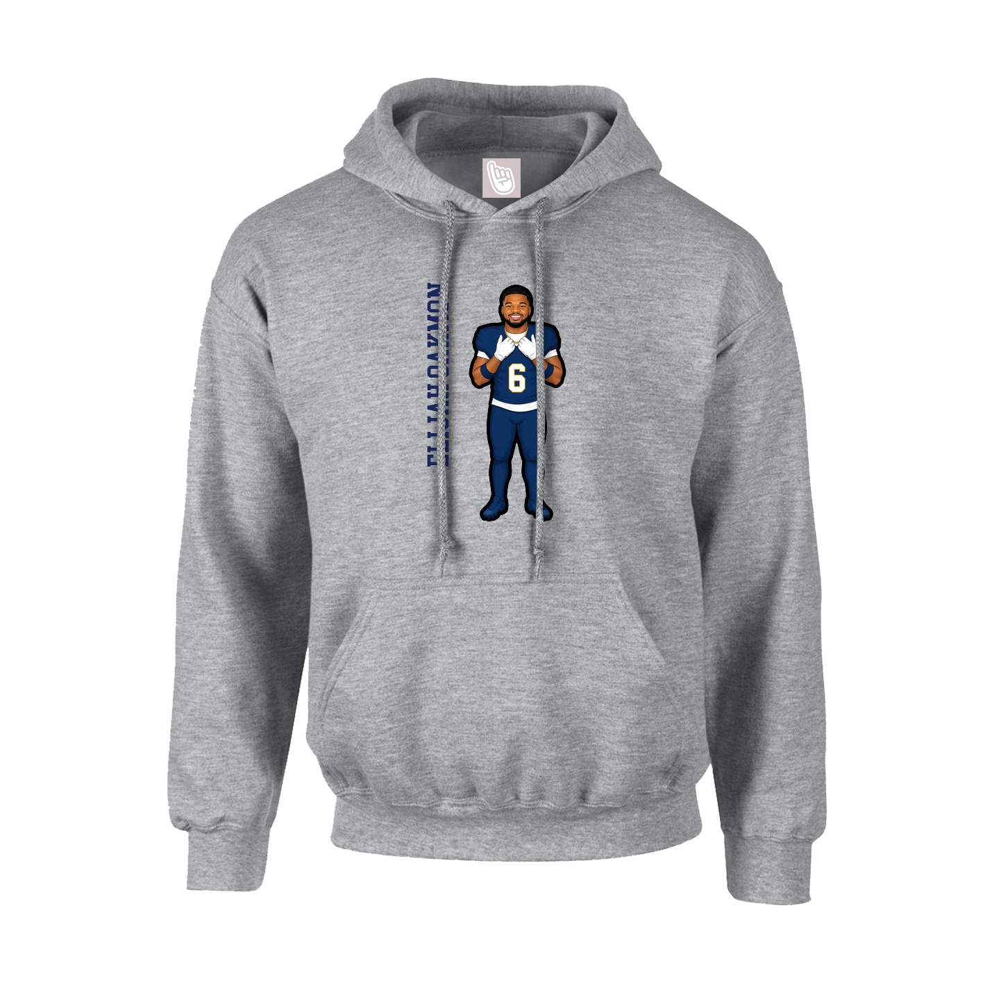 Youth Hoodie — Name Vertical in Grey