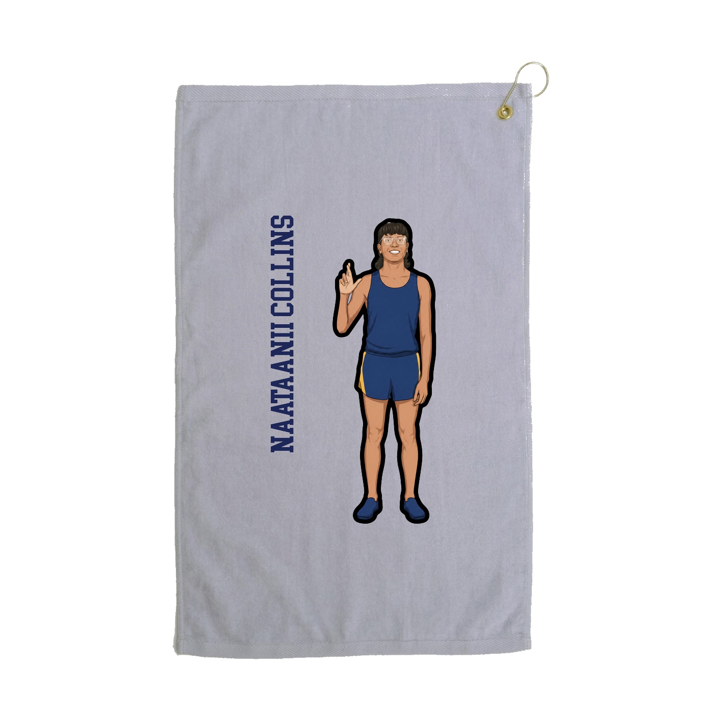 Golf Towel — Name Vertical in Grey