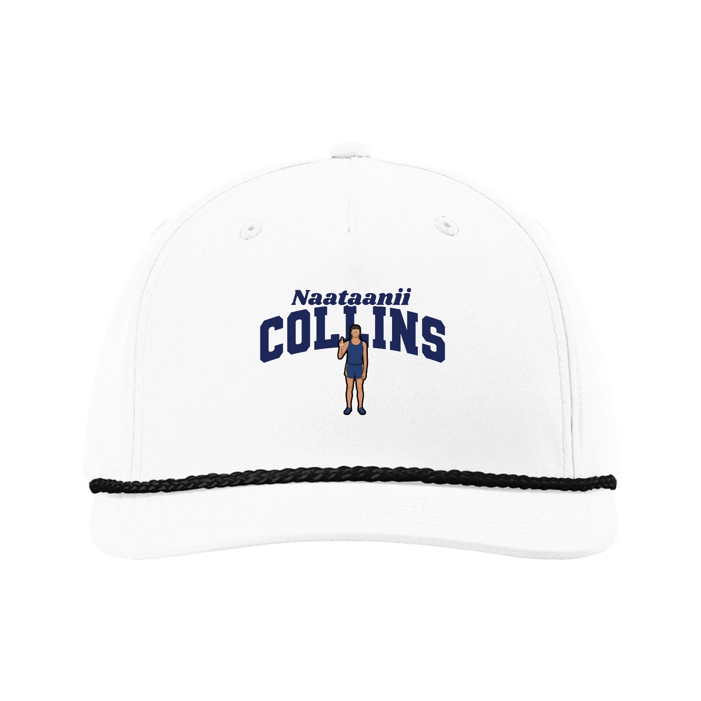 Five-Panel Classic Rope Cap — Signature Arch in White