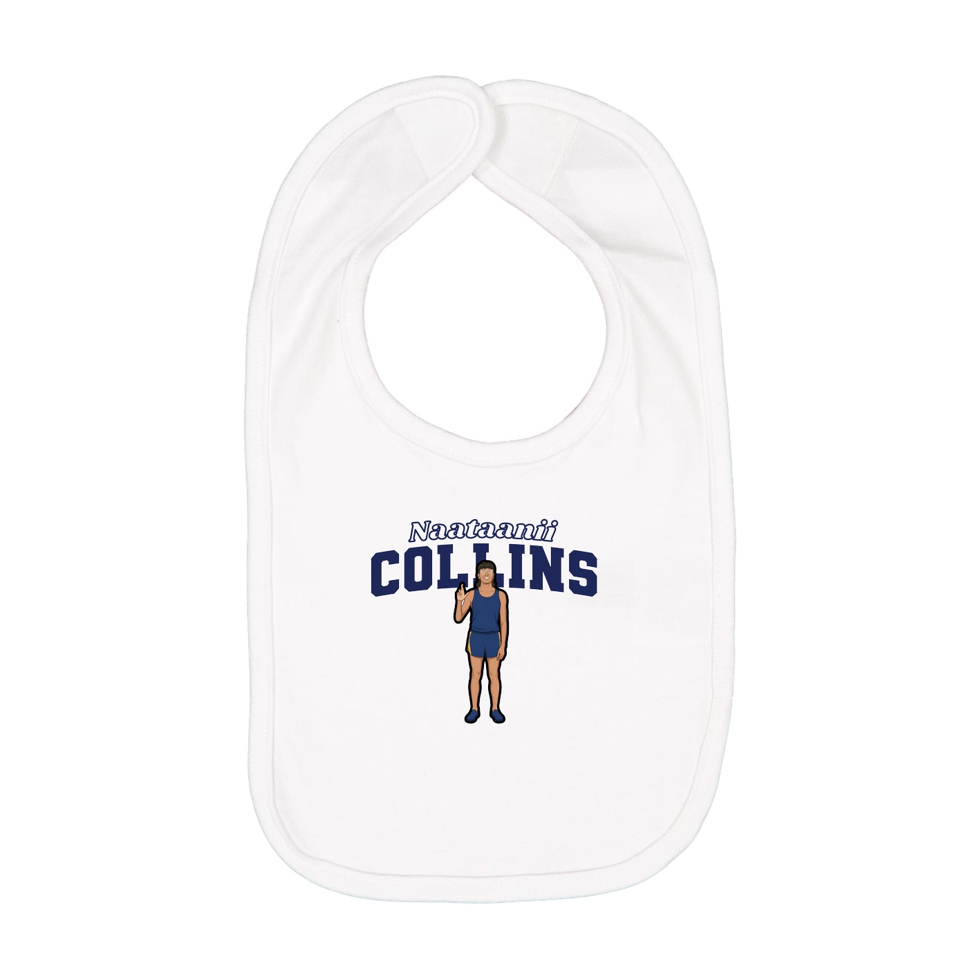 Infant Bib — Name Arch in White