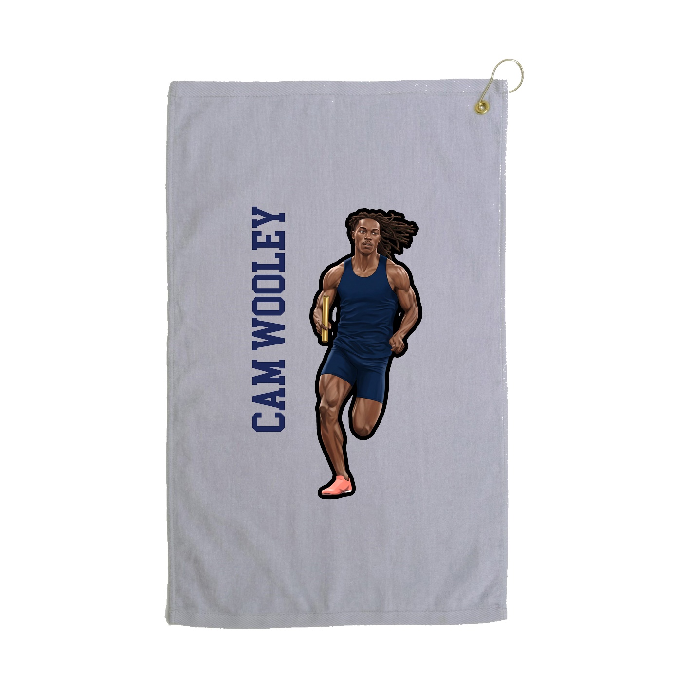 Golf Towel — Name Vertical in Grey