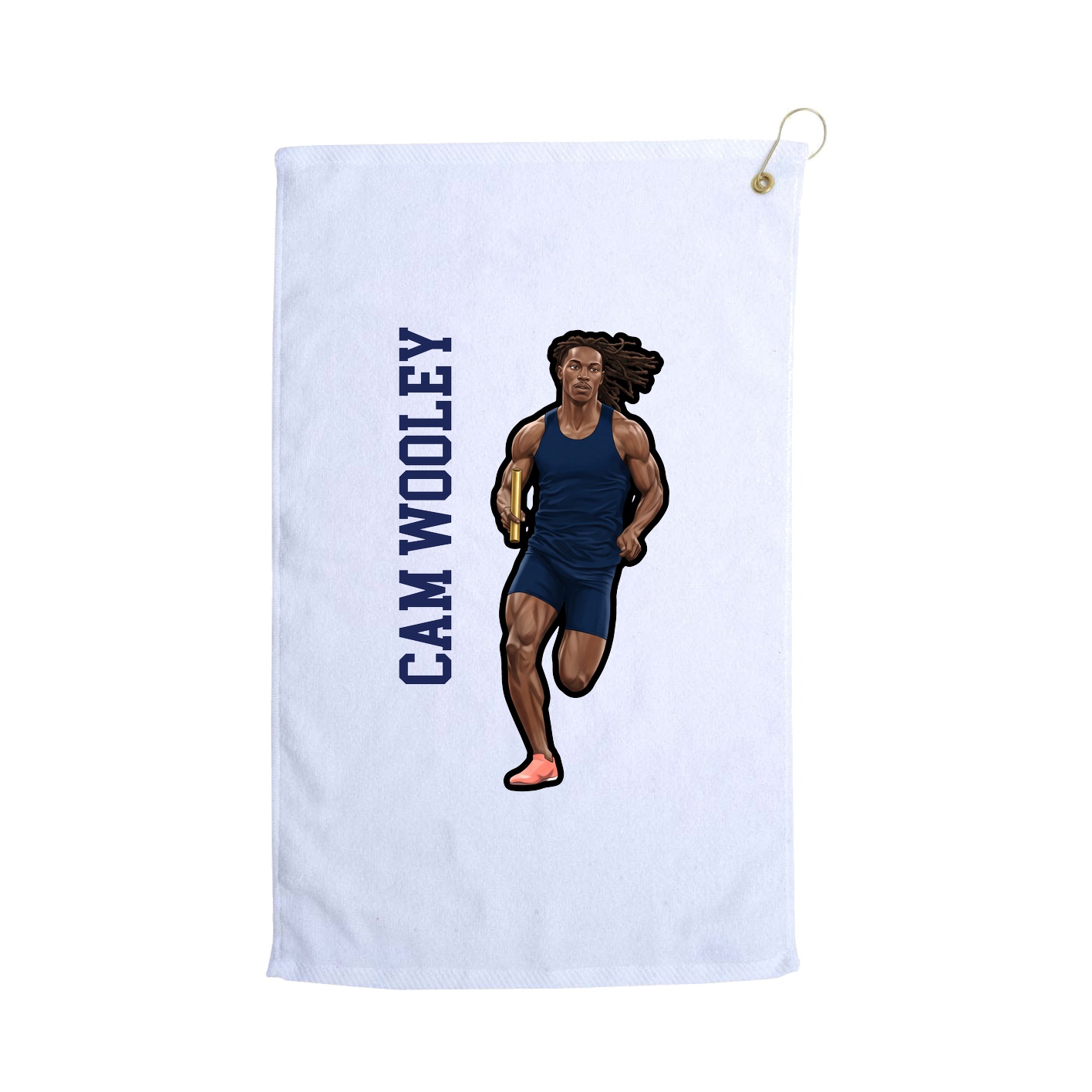 Golf Towel — Name Vertical in White
