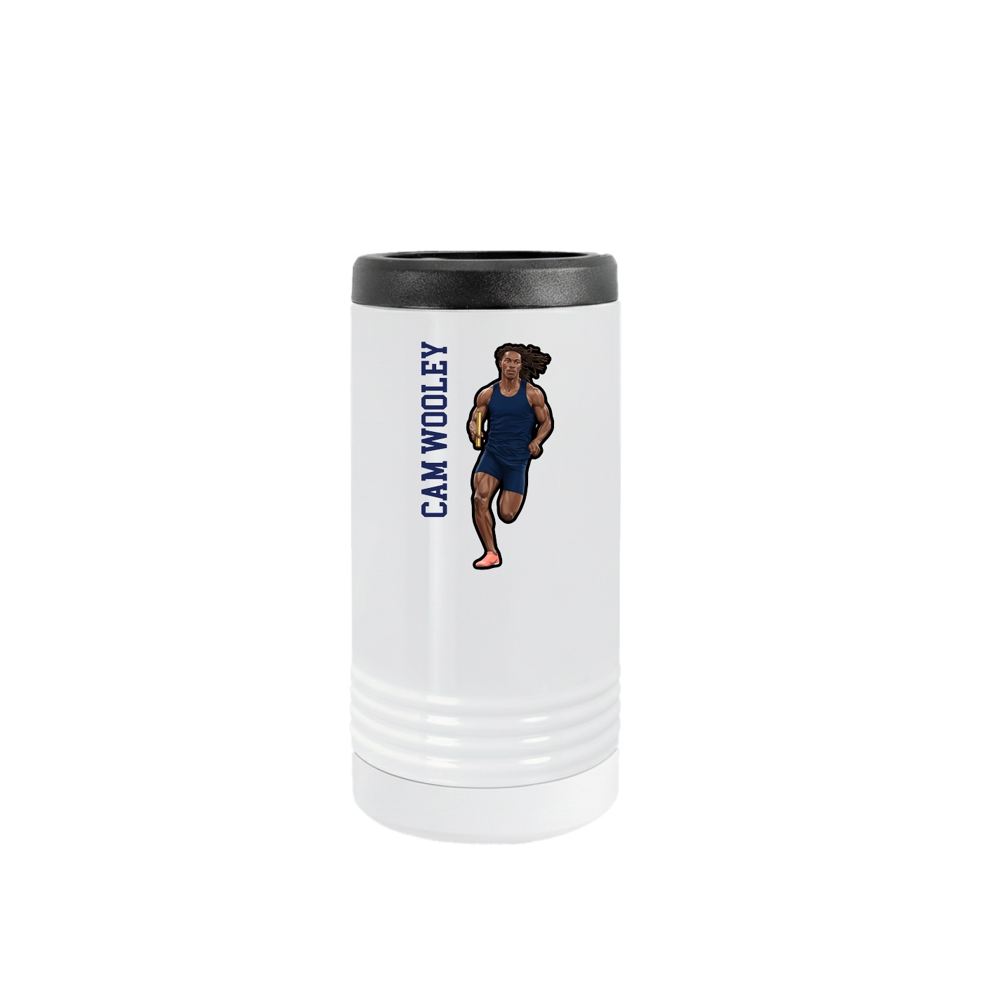 Slim Beverage Holder — Name Vertical in White