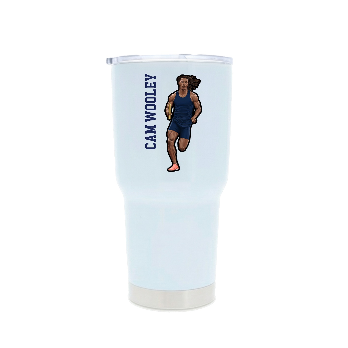 30oz Stainless Steel Tumbler — Name Vertical in White